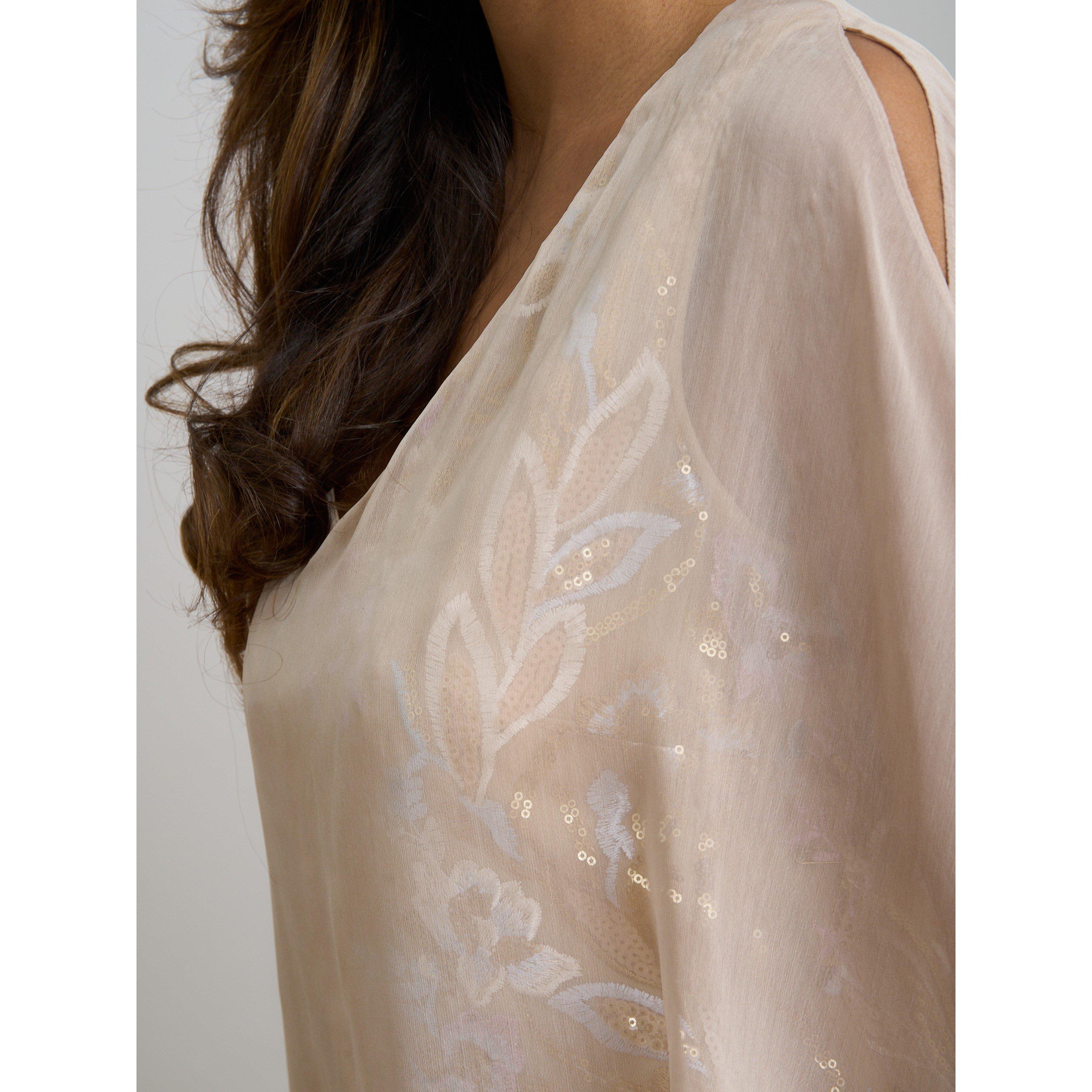 Champagne - Gina Bacconi - Monroe Short Embroidered Dress - 5