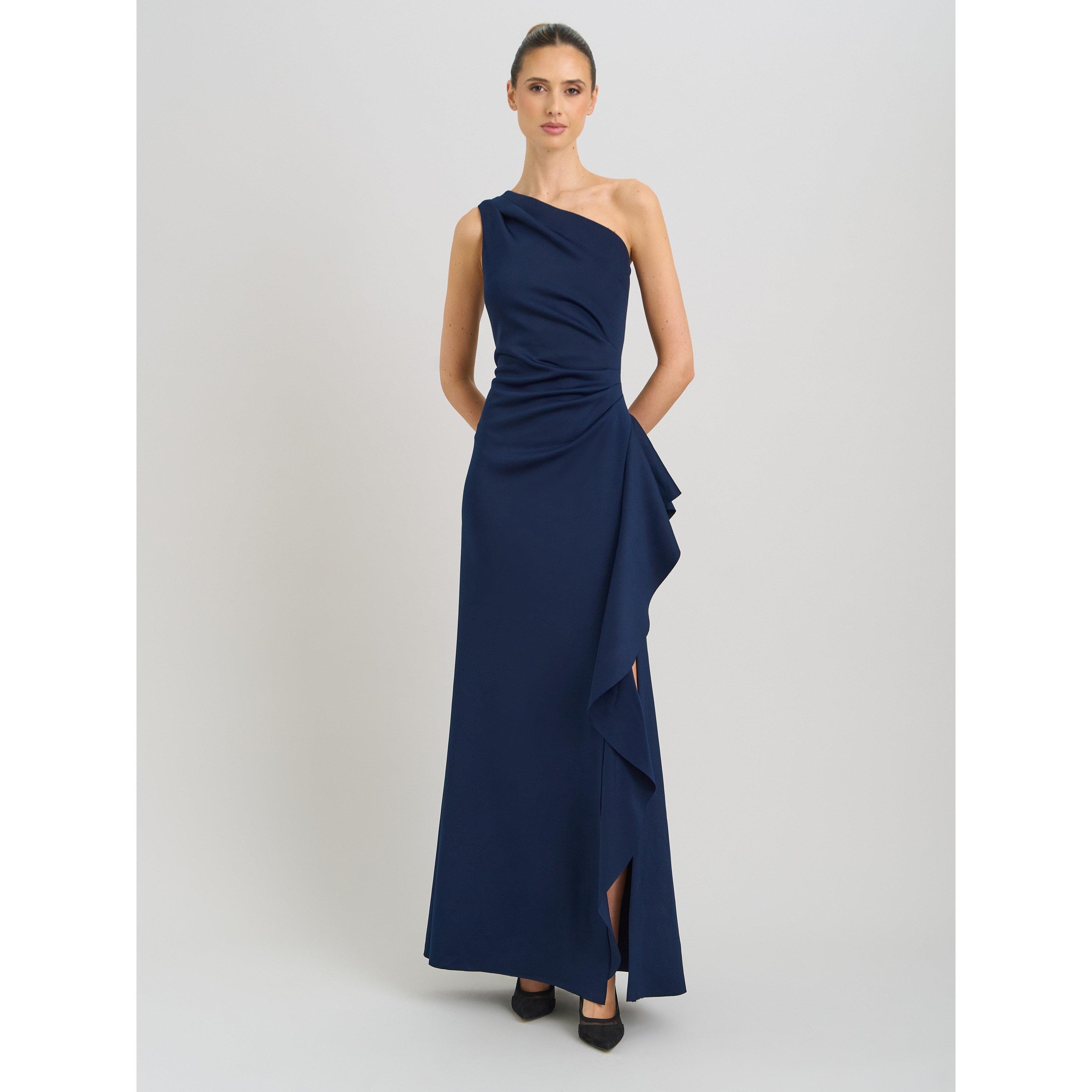 Gina Bacconi Women's Darby One Shoulder Frill Dress - Midnight - 12