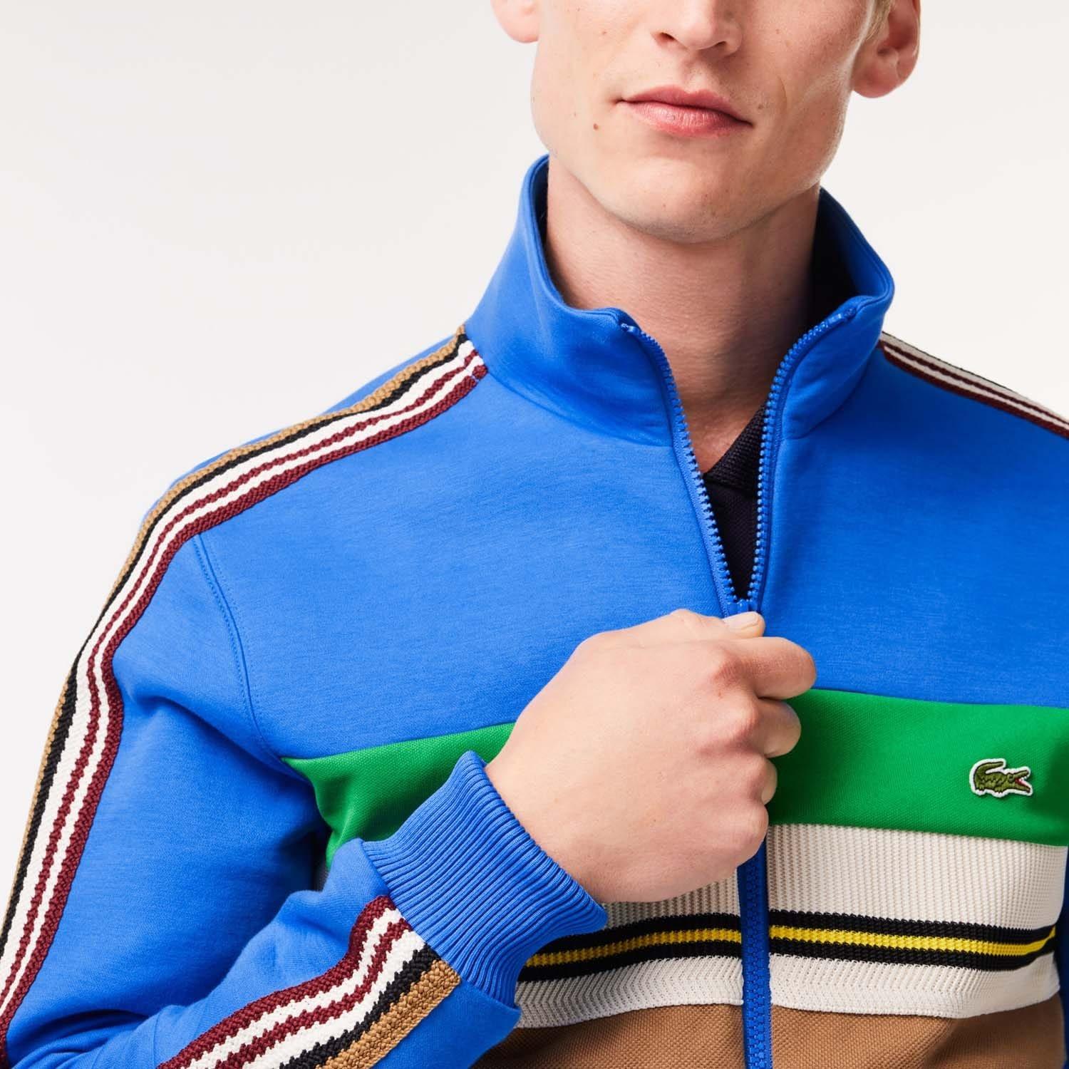 Blue - Lacoste - Paris French Made Zipped Colourblock Sweatshirt - 4