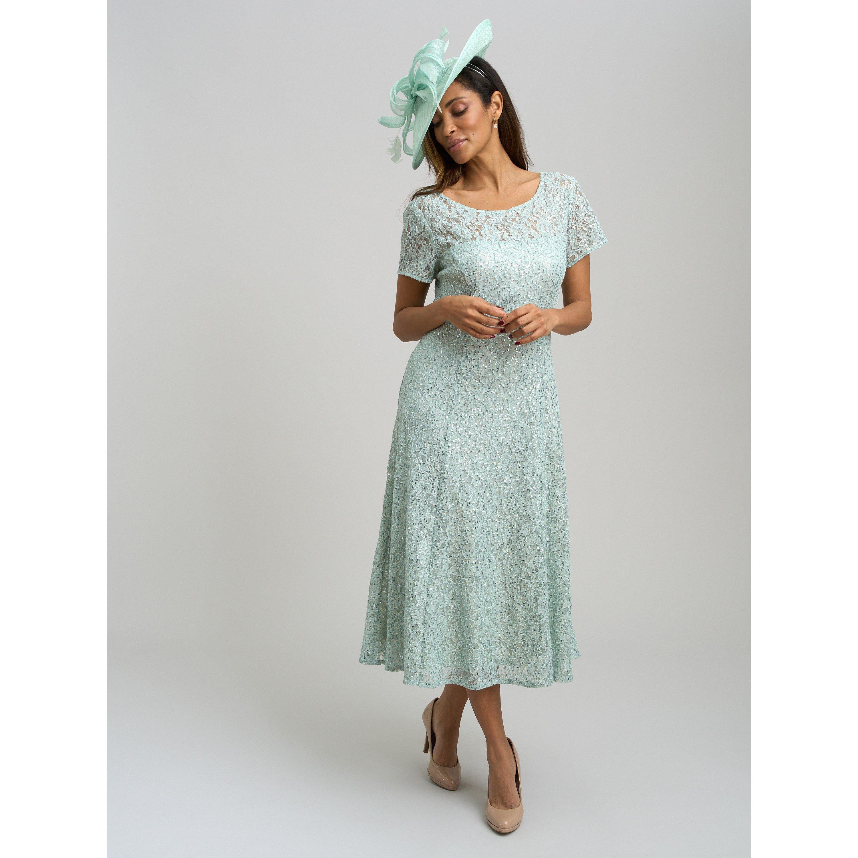 Gina Bacconi Women's Genny Cap Sleeve Midi Sequin Lace Dress - Sage - 14