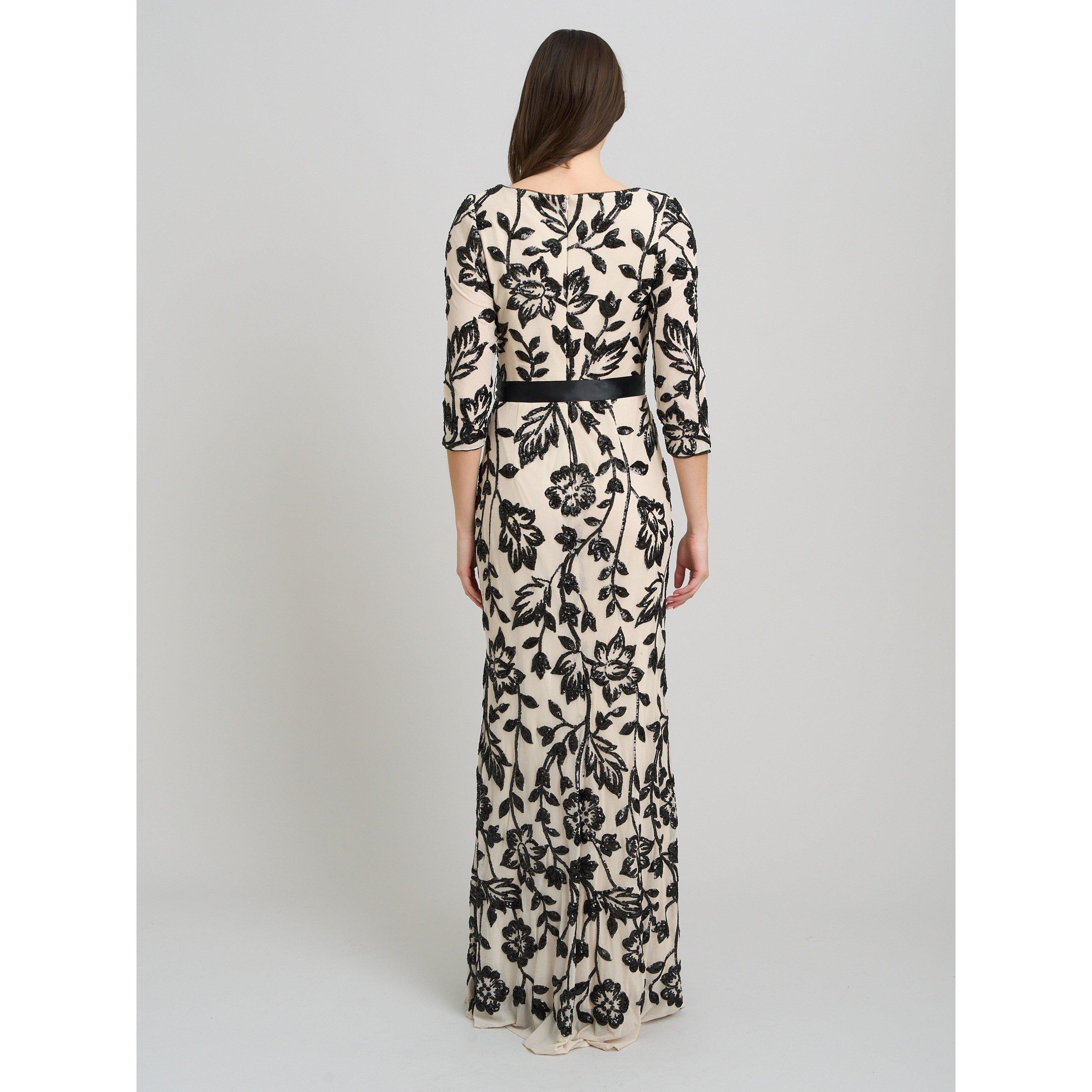 Champagne / Bla - Gina Bacconi - Murphy Embroidered Sequin Maxi Dress - 2