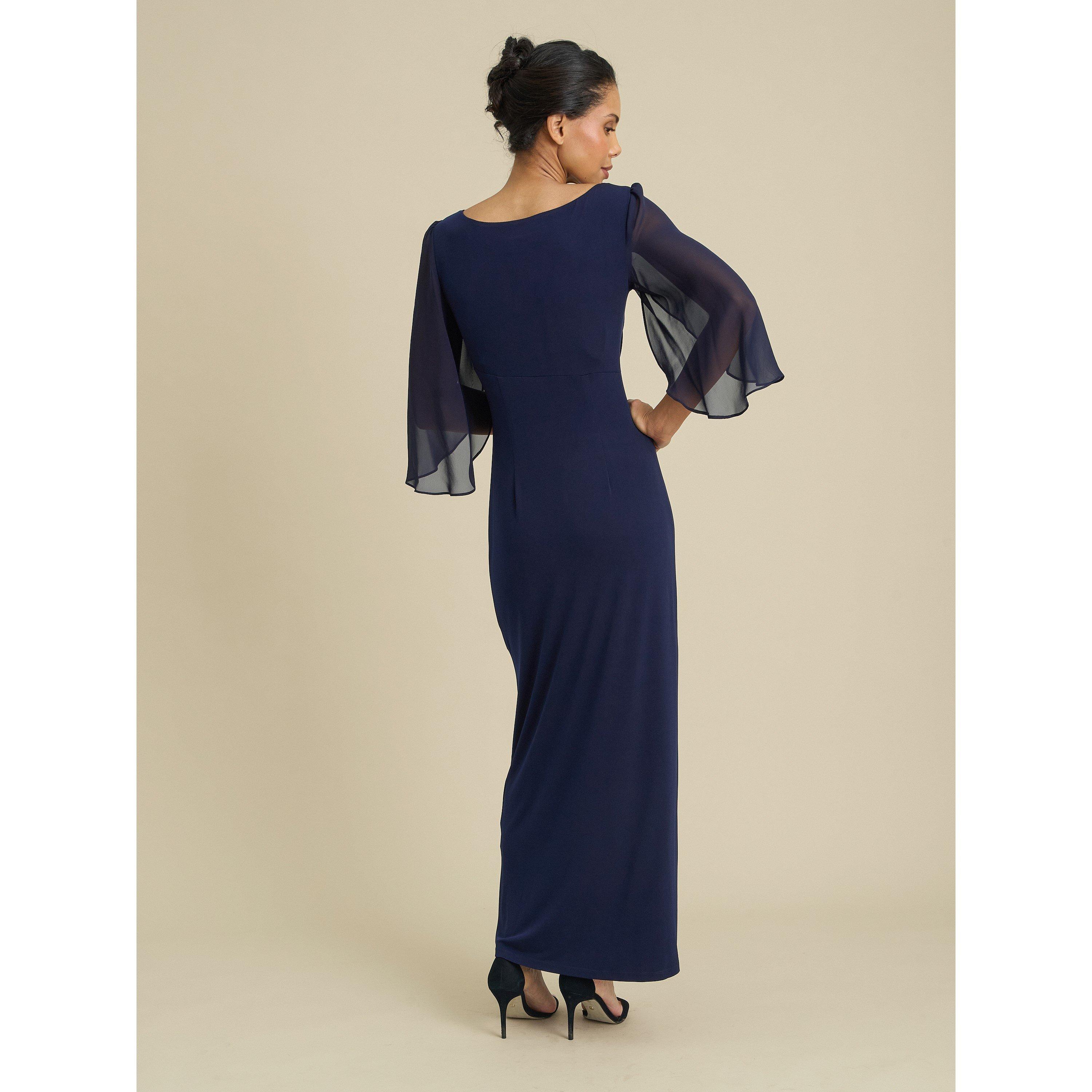 Navy - Gina Bacconi - Raquel Diamante Trim Maxi Dress - 2
