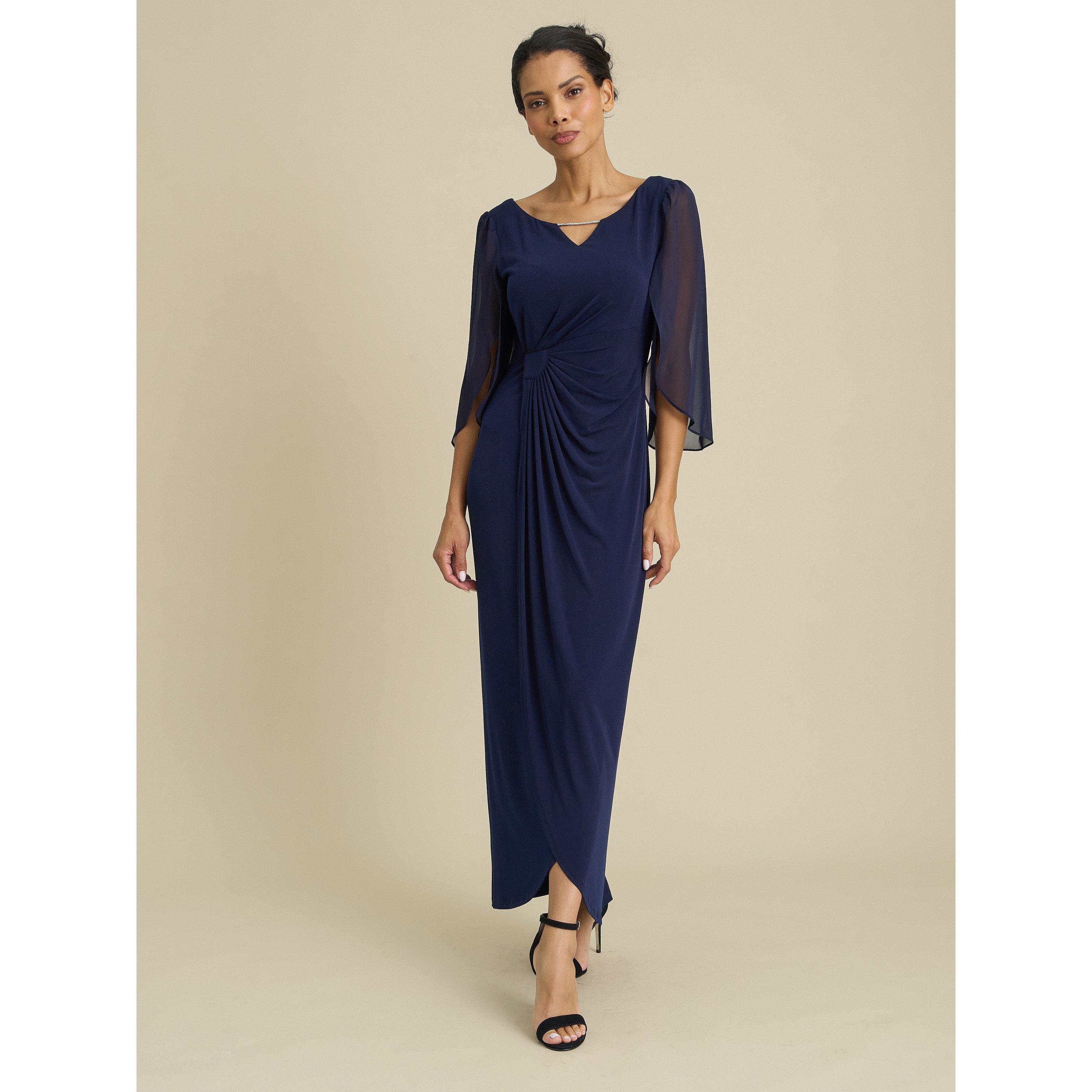 Navy - Gina Bacconi - Raquel Diamante Trim Maxi Dress - 3