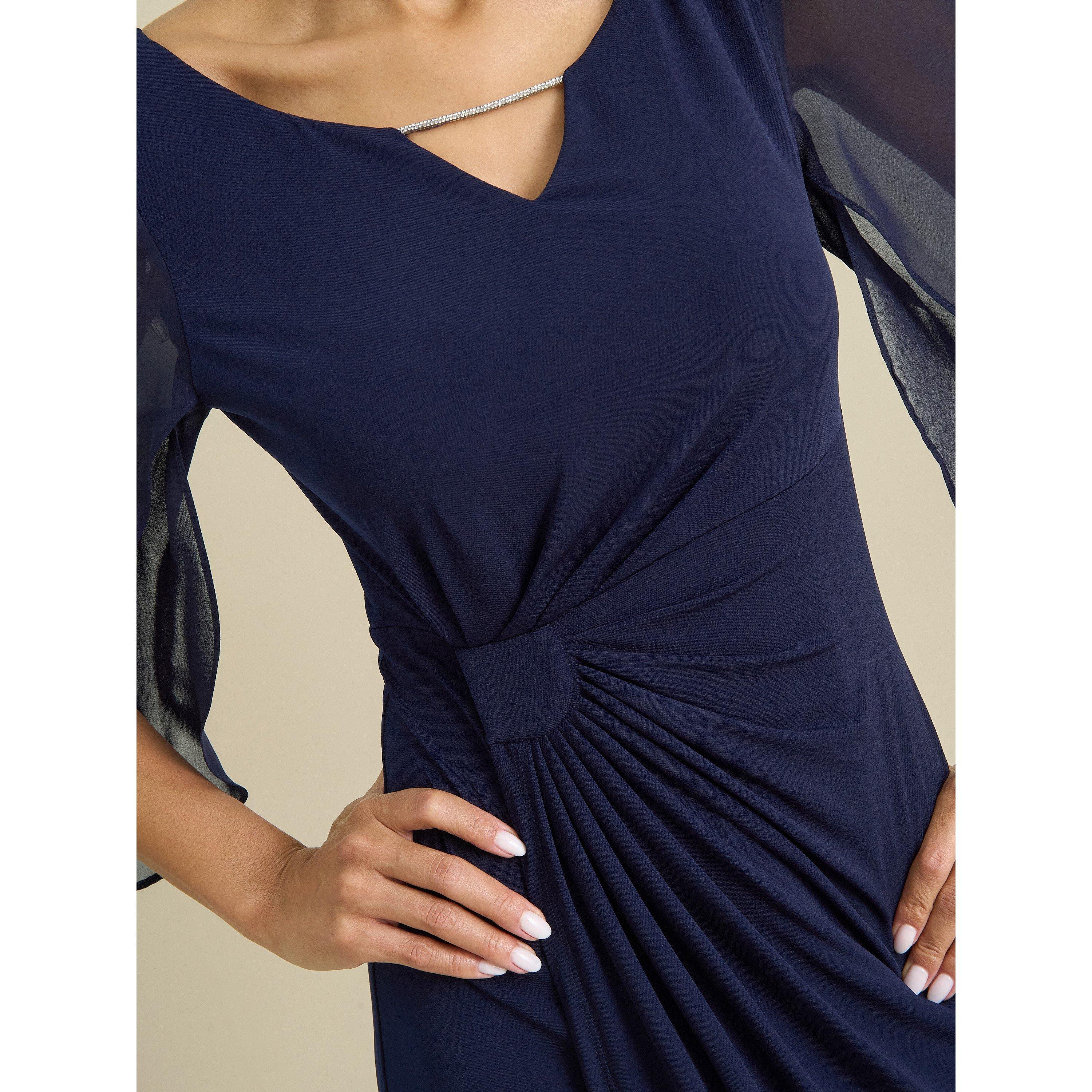 Navy - Gina Bacconi - Raquel Diamante Trim Maxi Dress - 4