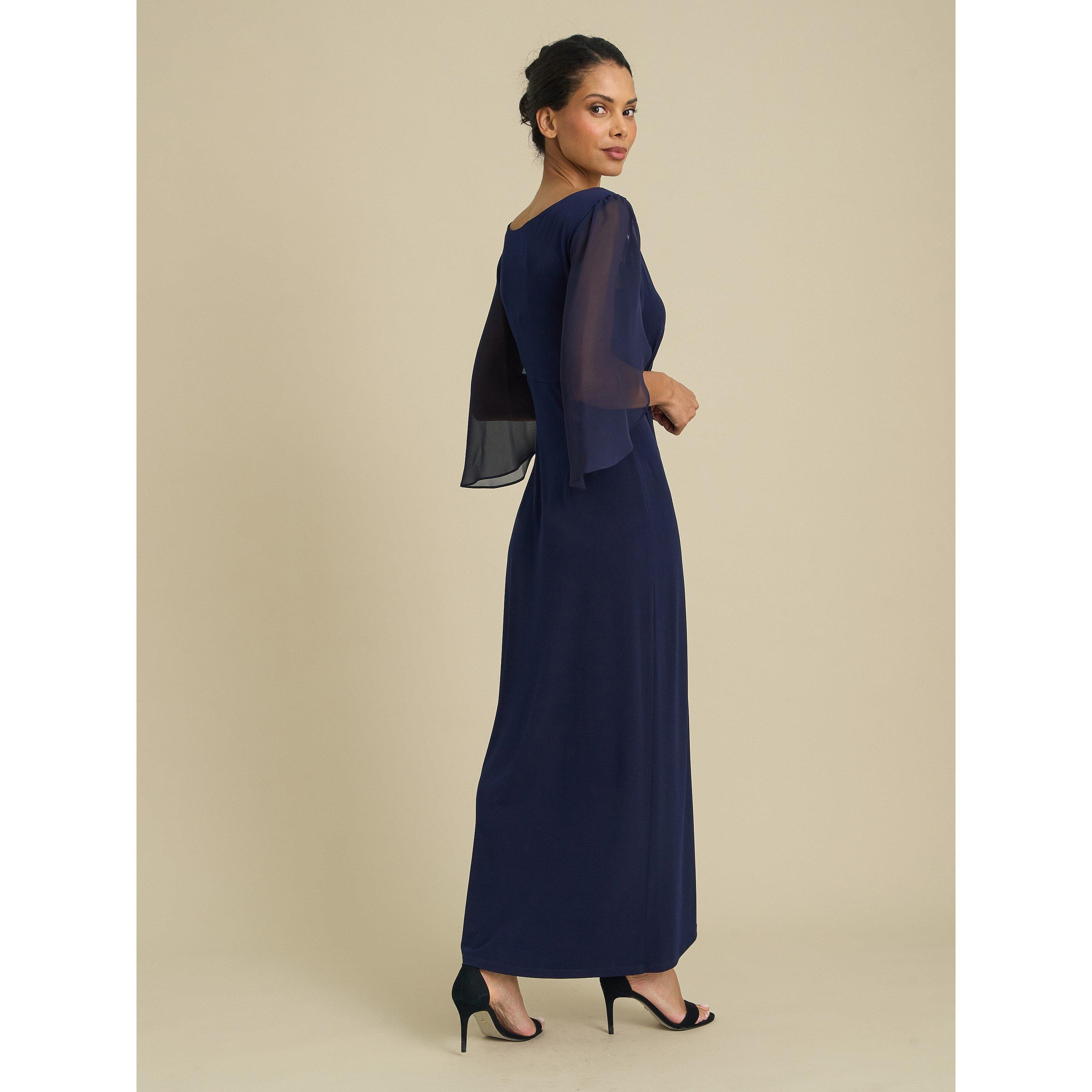 Navy - Gina Bacconi - Raquel Diamante Trim Maxi Dress - 5