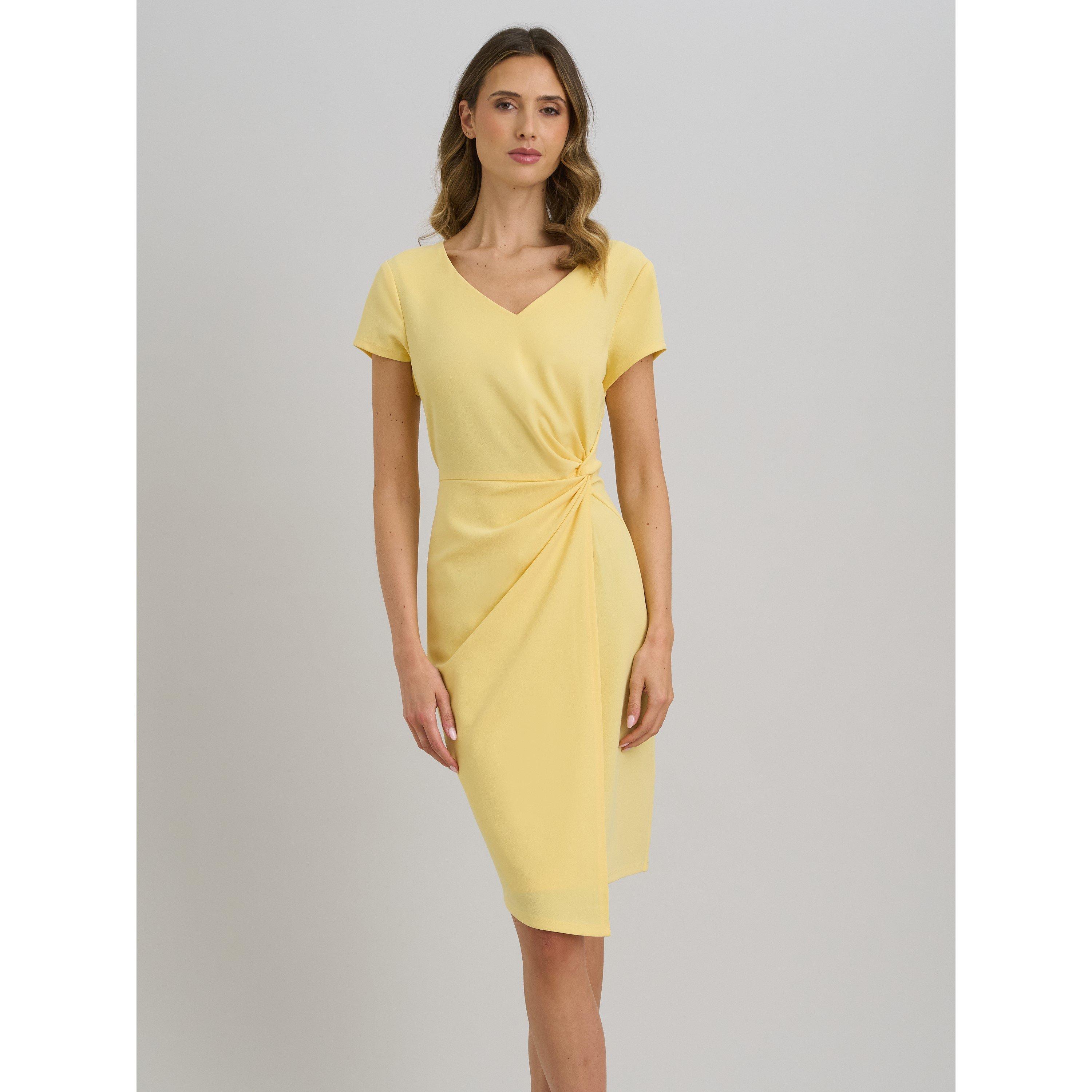 Yellow - Gina Bacconi - Peggy Short Faux Wrap V Neck Dress - 1