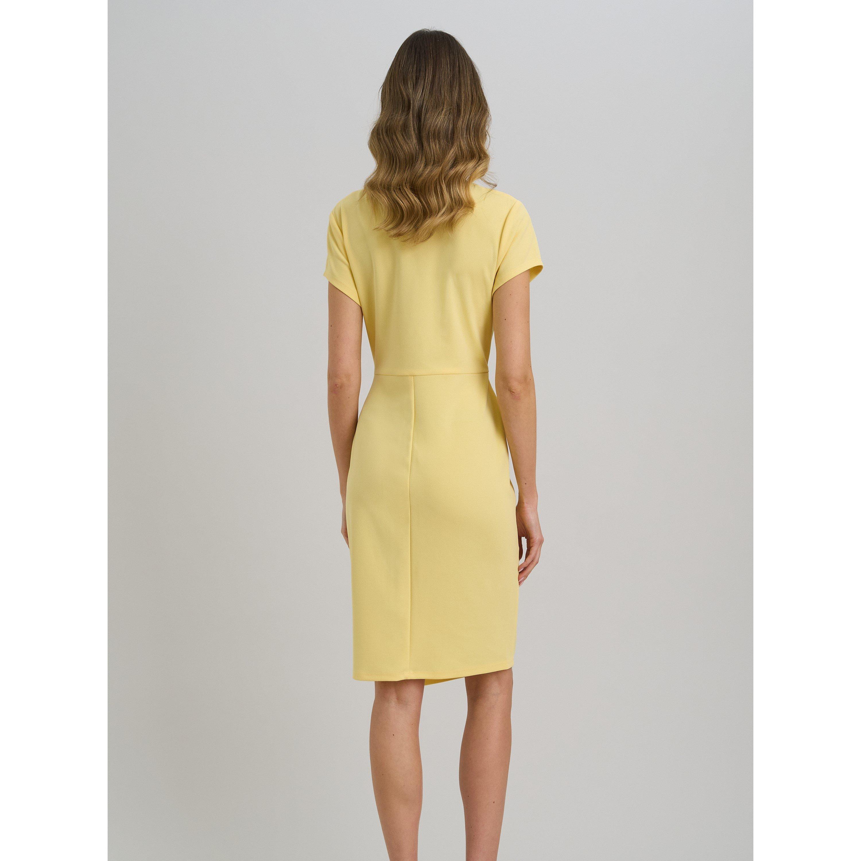 Yellow - Gina Bacconi - Peggy Short Faux Wrap V Neck Dress - 2