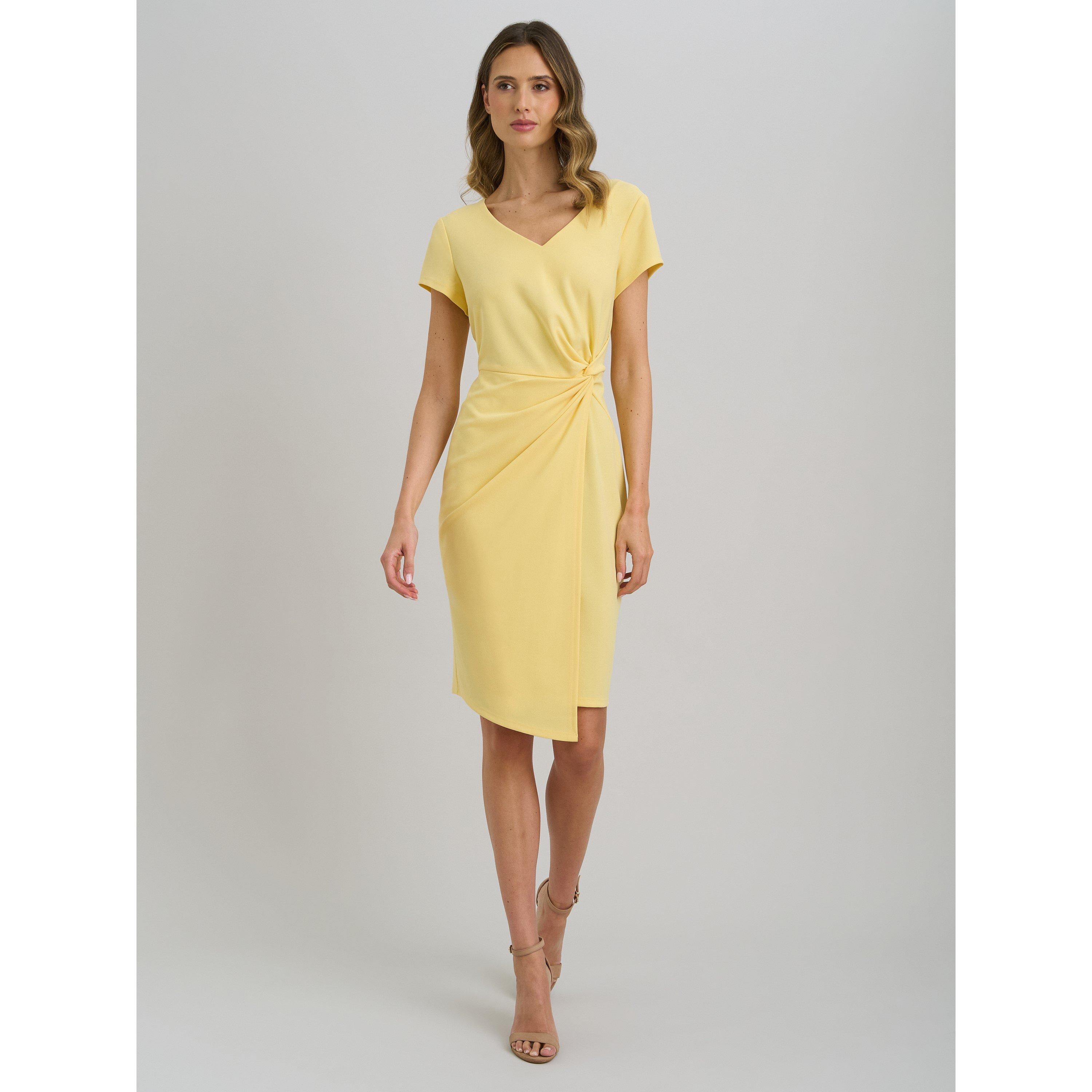 Yellow - Gina Bacconi - Peggy Short Faux Wrap V Neck Dress - 3