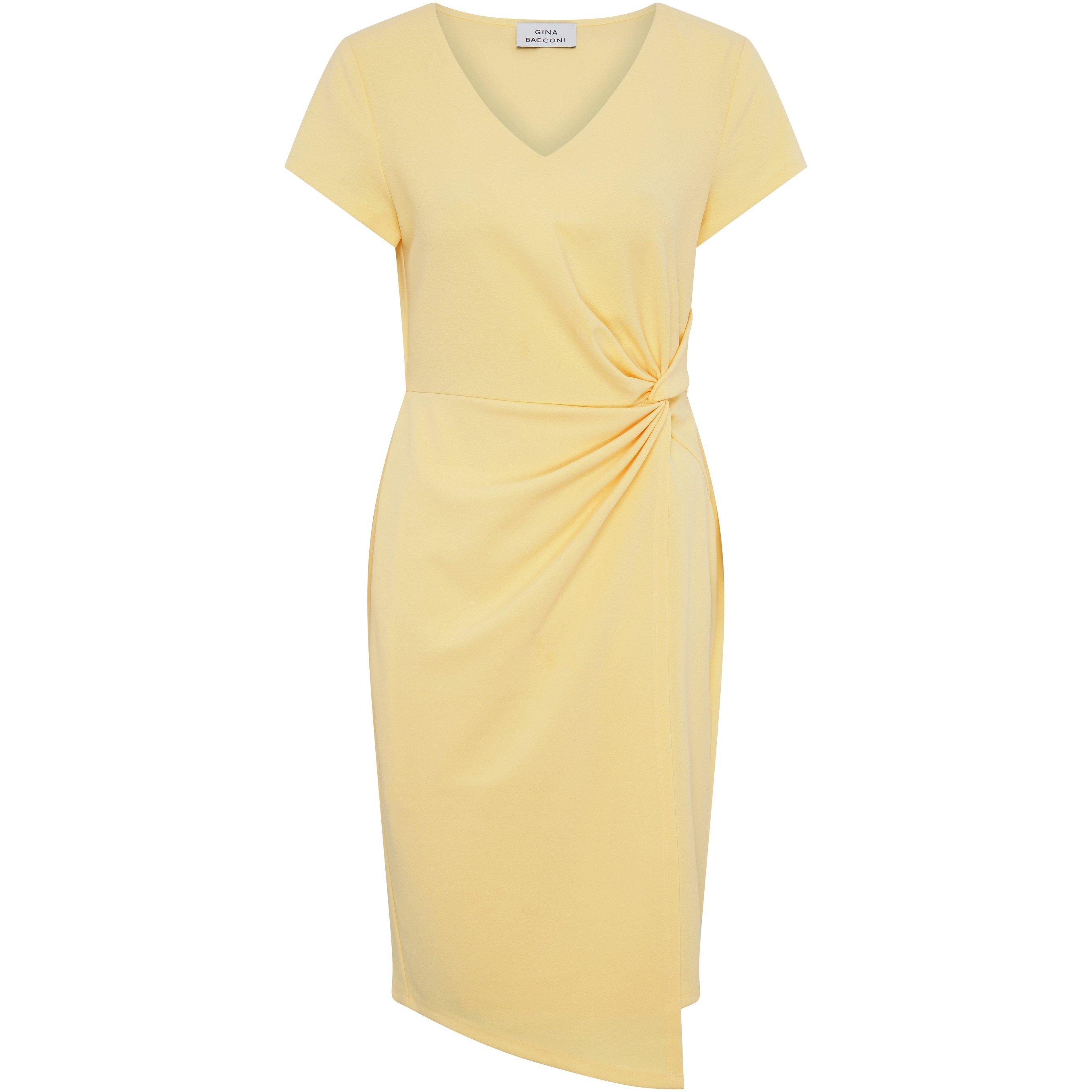 Yellow - Gina Bacconi - Peggy Short Faux Wrap V Neck Dress - 4