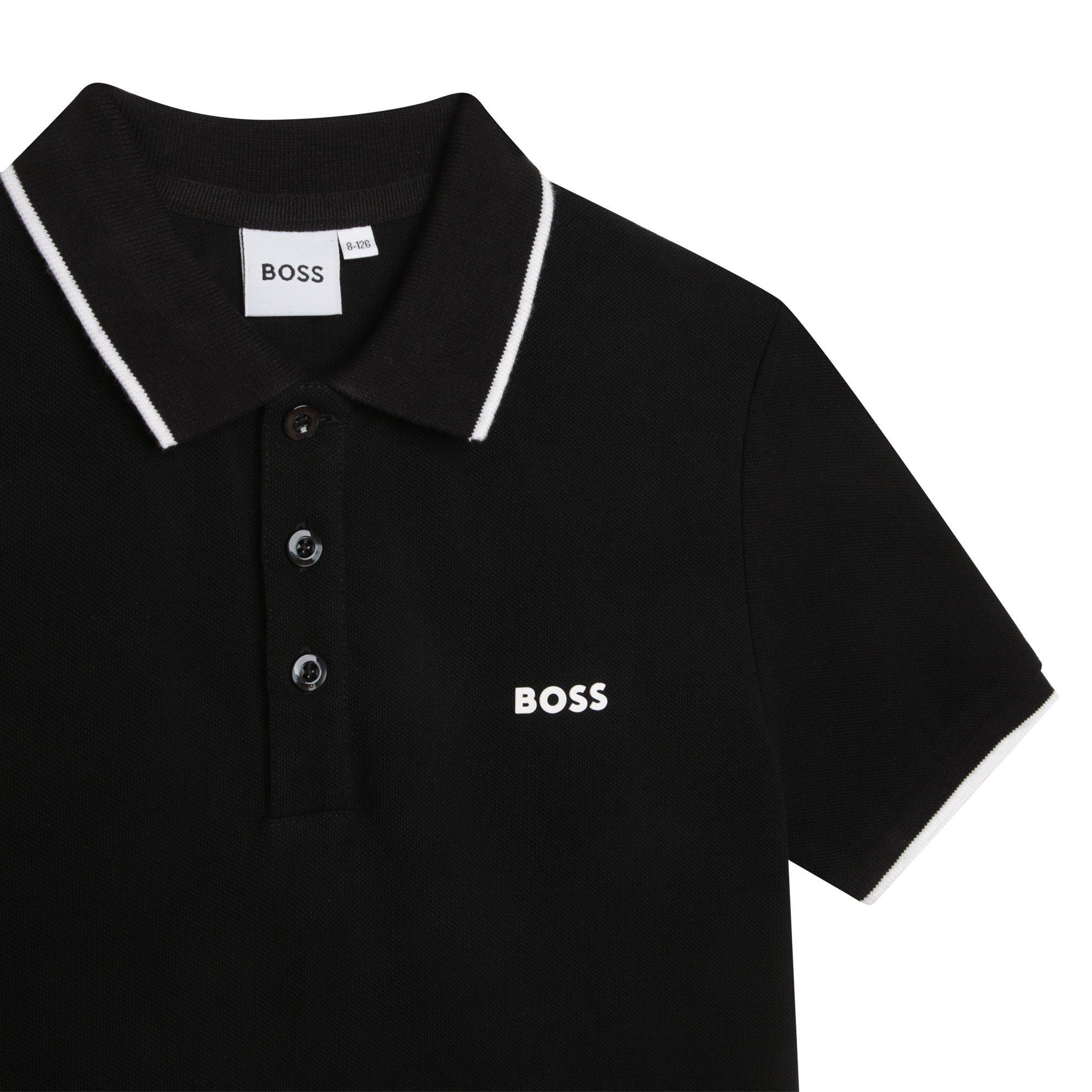 Black 09 - Boss - Kids Small Logo Polo Shirt, Logo Detail - 3