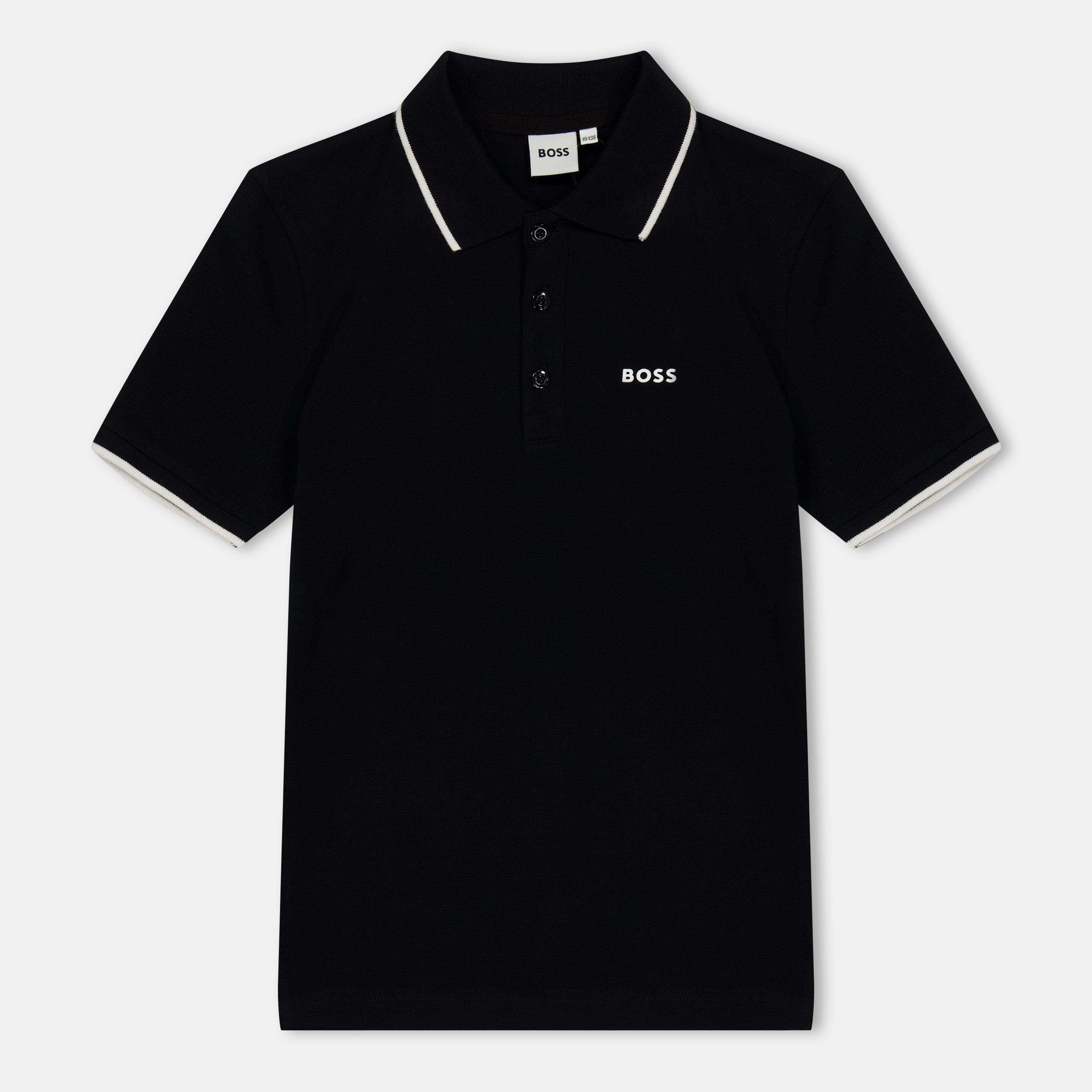 Boss Kids Small Logo Polo Shirt, Logo Detail - Black - Size 12Y