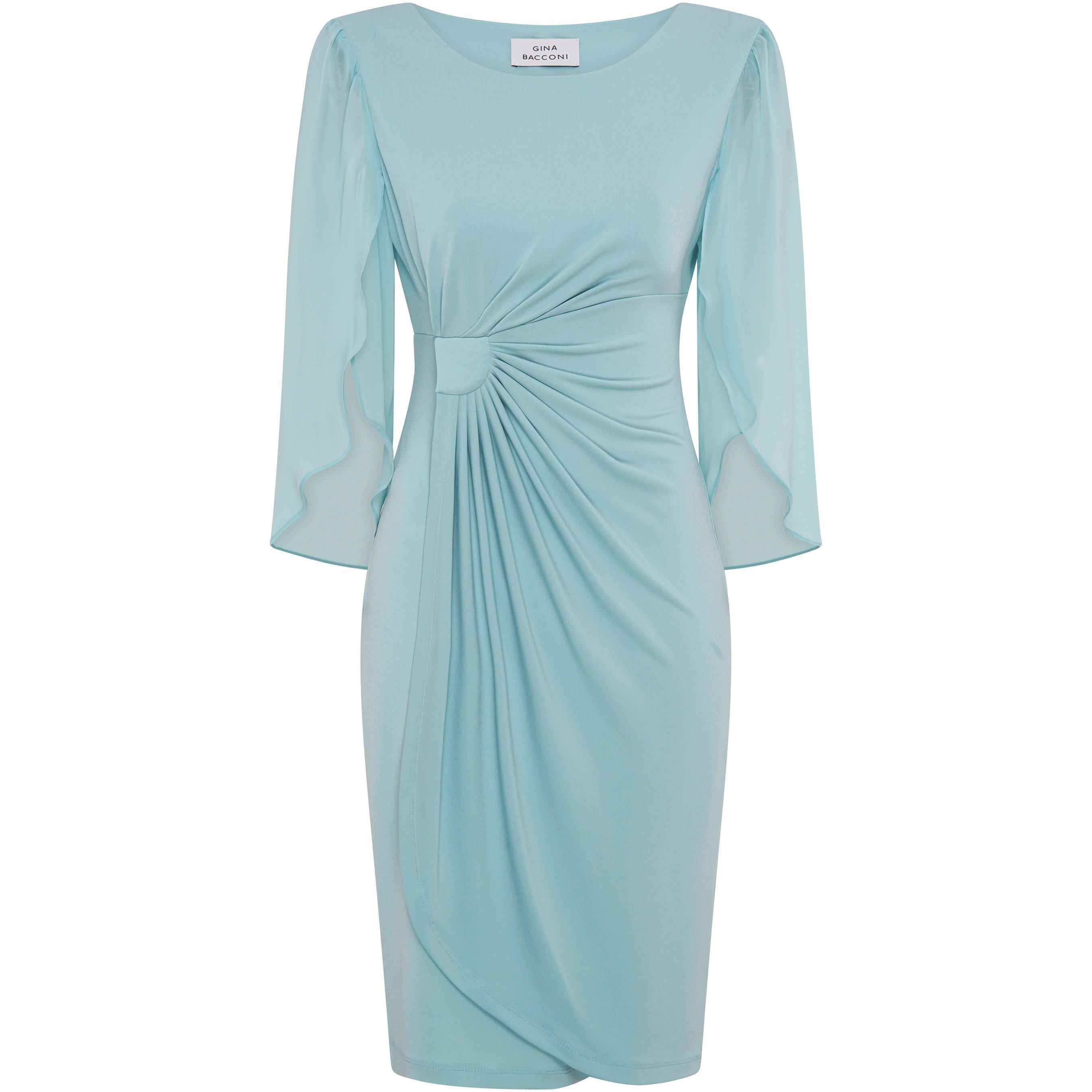 Aqua - Gina Bacconi - Ryder Faux Wrap Dress With Tulip Sleeve - 4