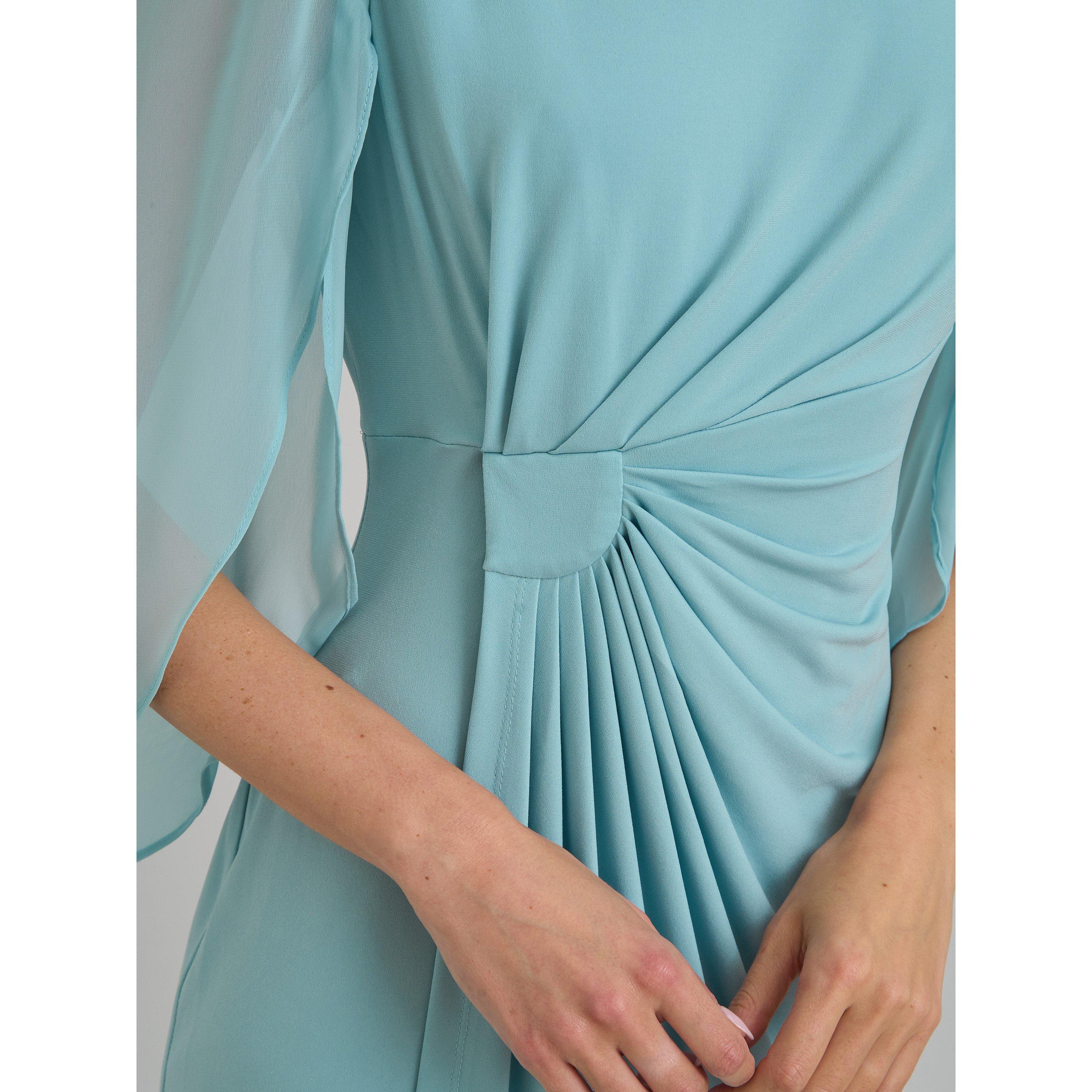 Aqua - Gina Bacconi - Ryder Faux Wrap Dress With Tulip Sleeve - 5