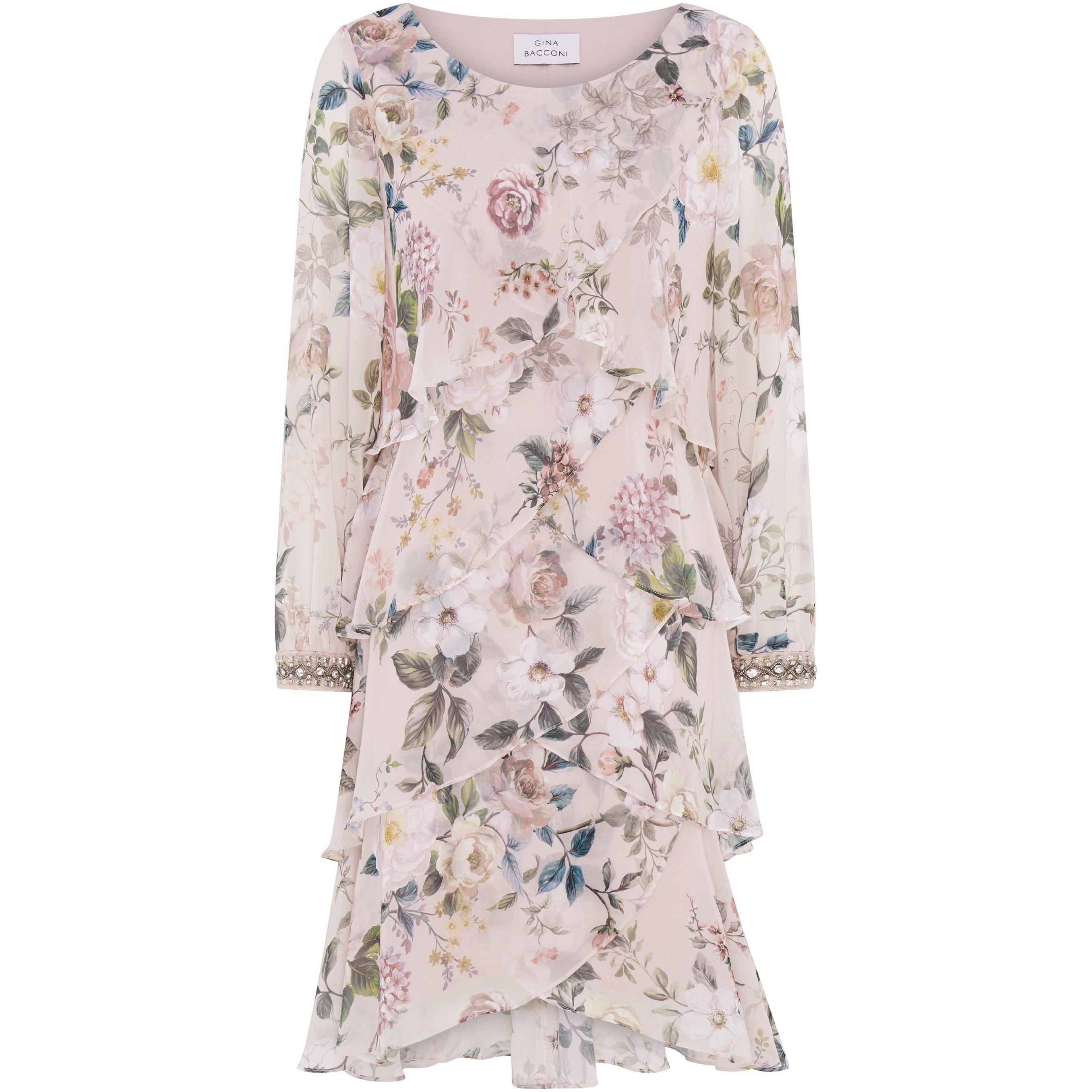 Blush - Gina Bacconi - Muriel Printed Tiered Chiffon Dress - 2