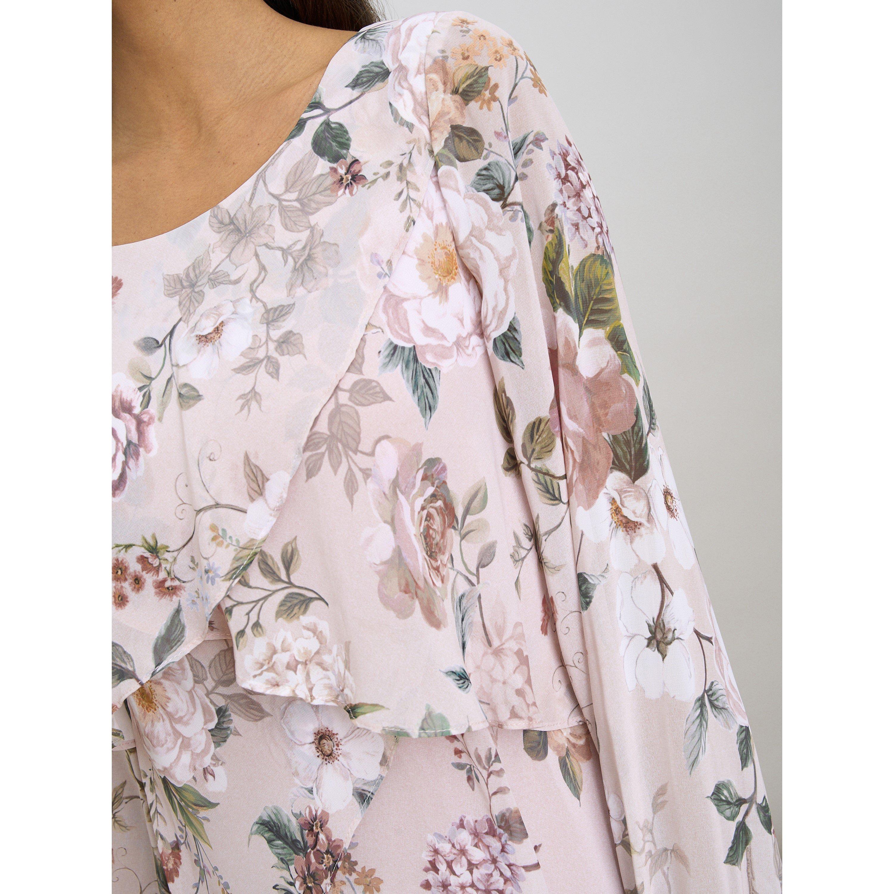 Blush - Gina Bacconi - Muriel Printed Tiered Chiffon Dress - 4