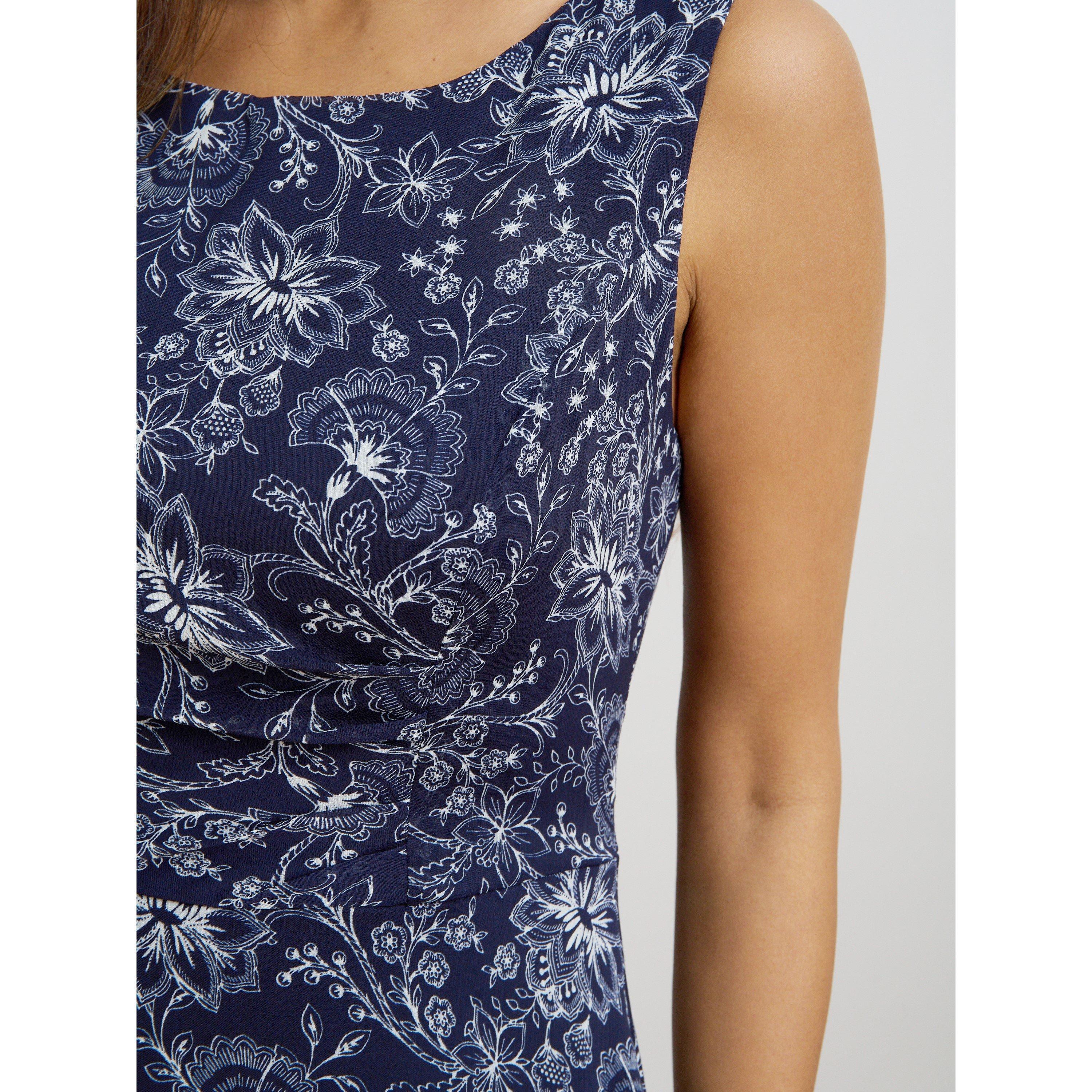 Navy - Gina Bacconi - Octavia Chiffon Floral Midi Dress - 4