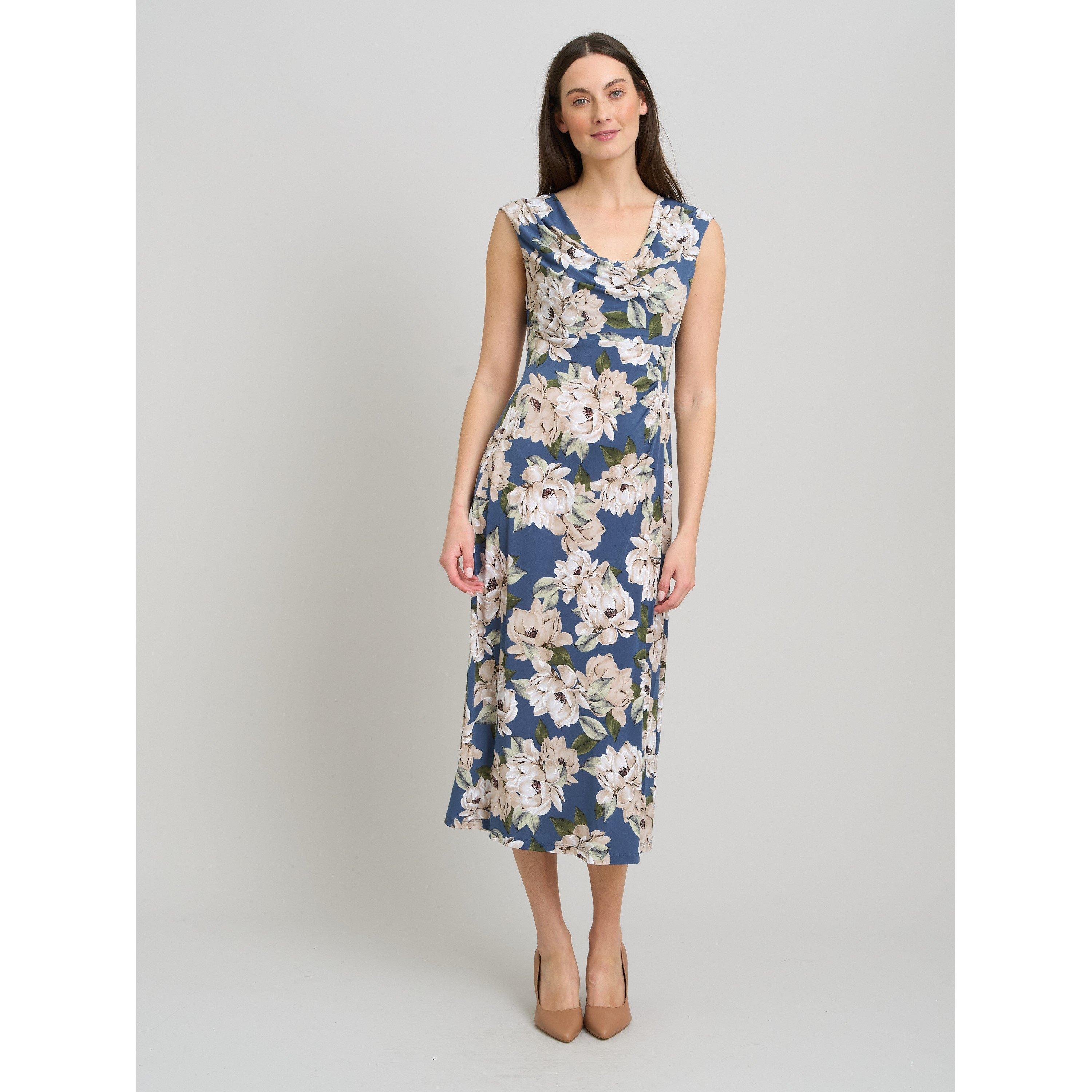 Gina Bacconi Presley Cowl Neck Floral Midi Dress