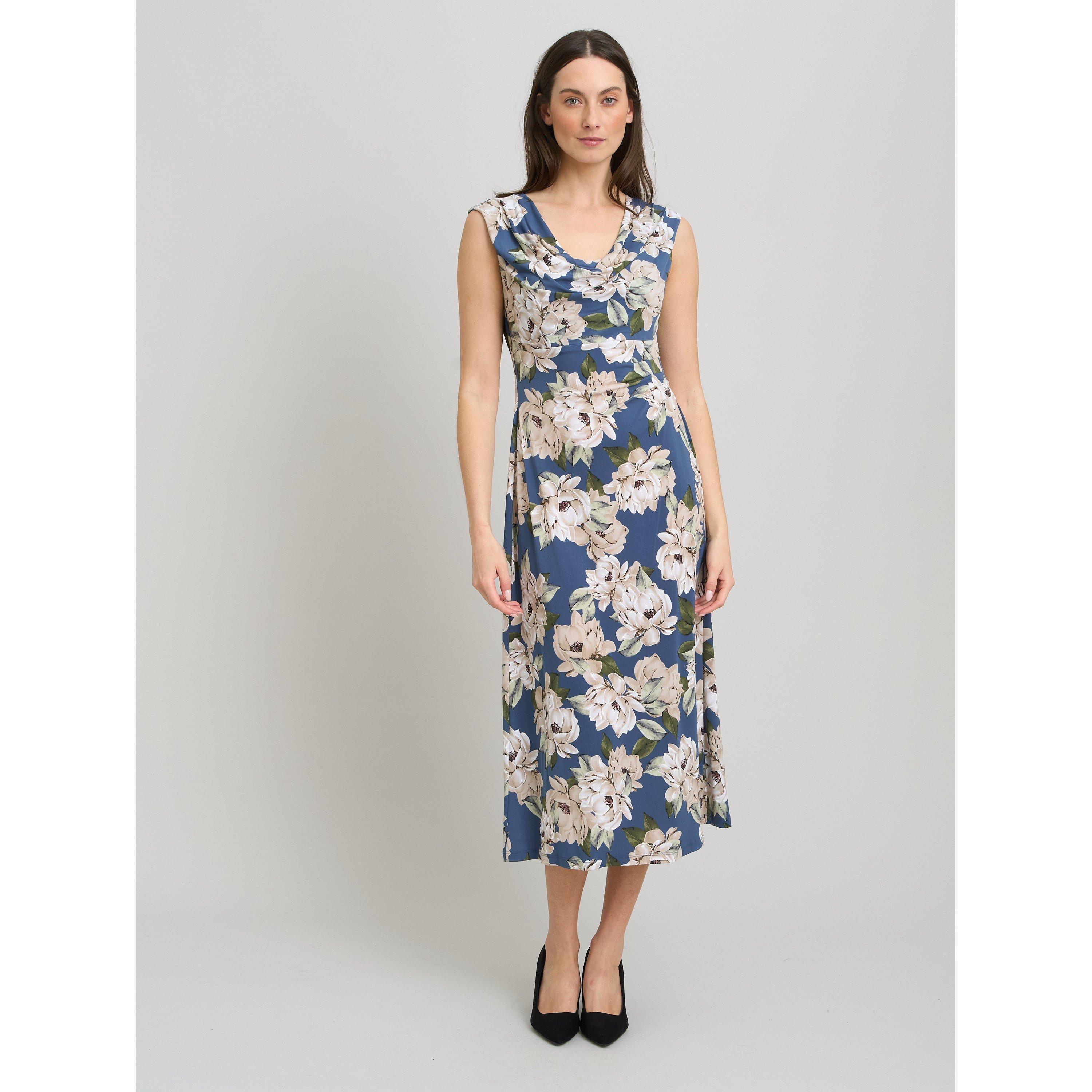 Multi - Gina Bacconi - Presley Cowl Neck Floral Midi Dress - 3
