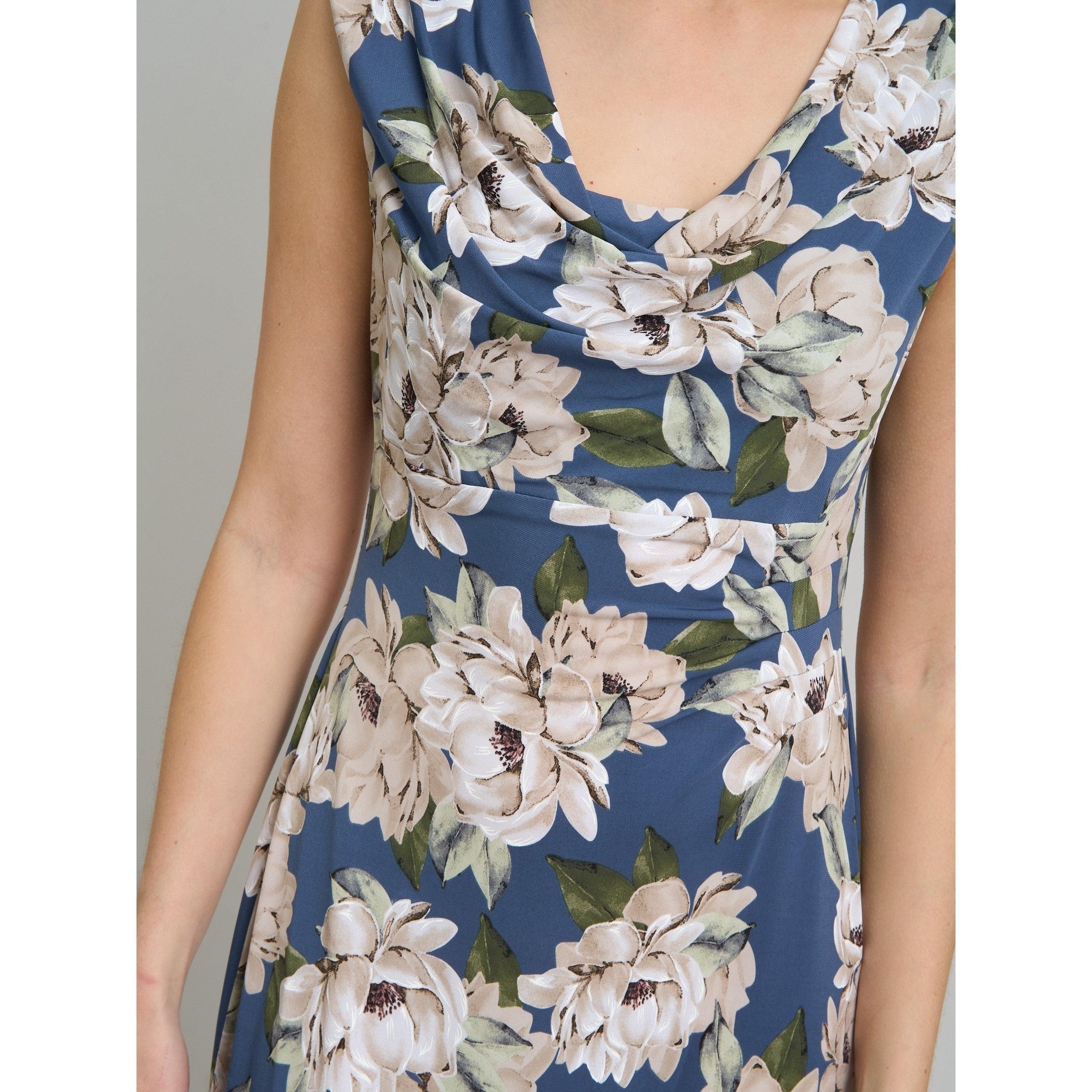 Multi - Gina Bacconi - Presley Cowl Neck Floral Midi Dress - 4