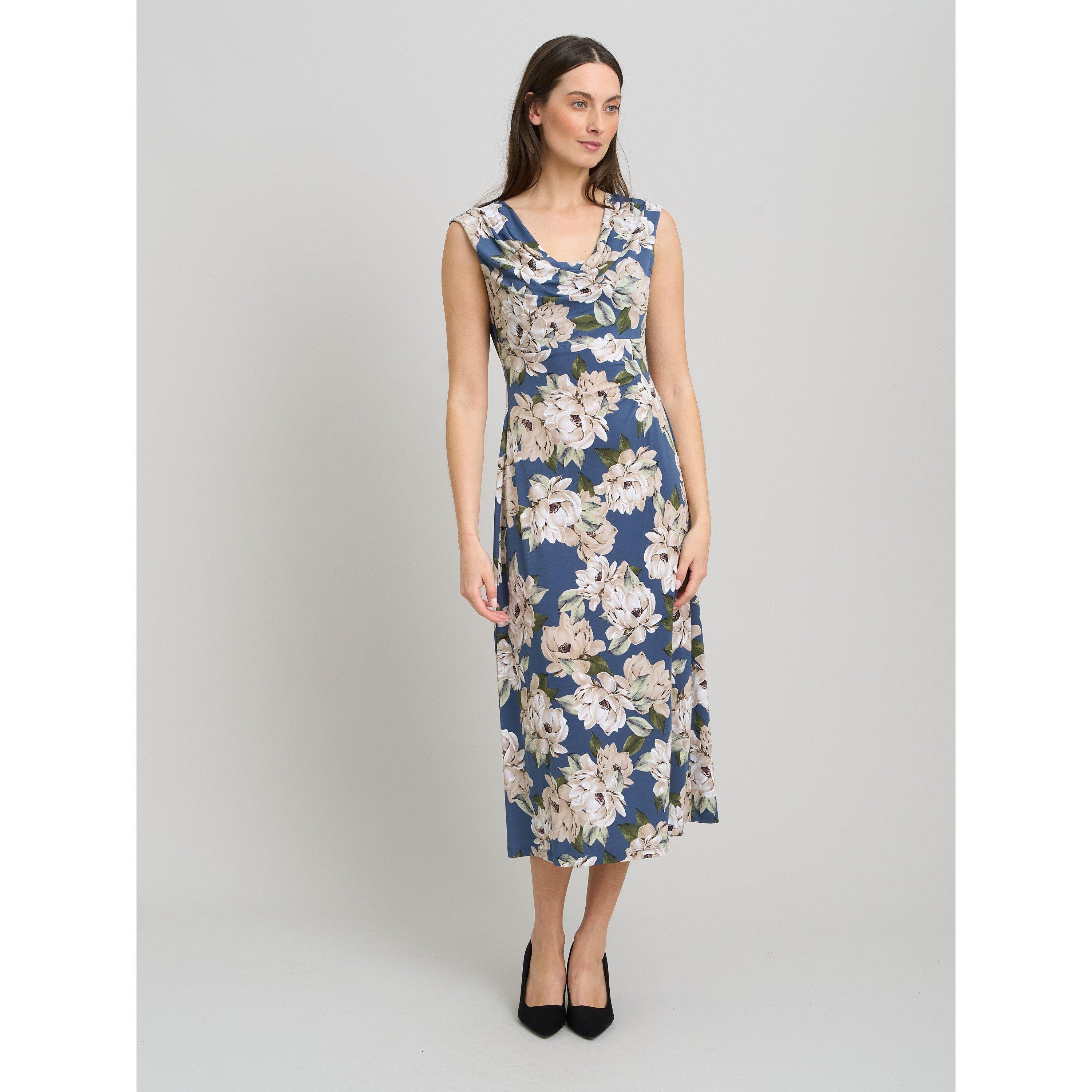 Multi - Gina Bacconi - Presley Cowl Neck Floral Midi Dress - 5