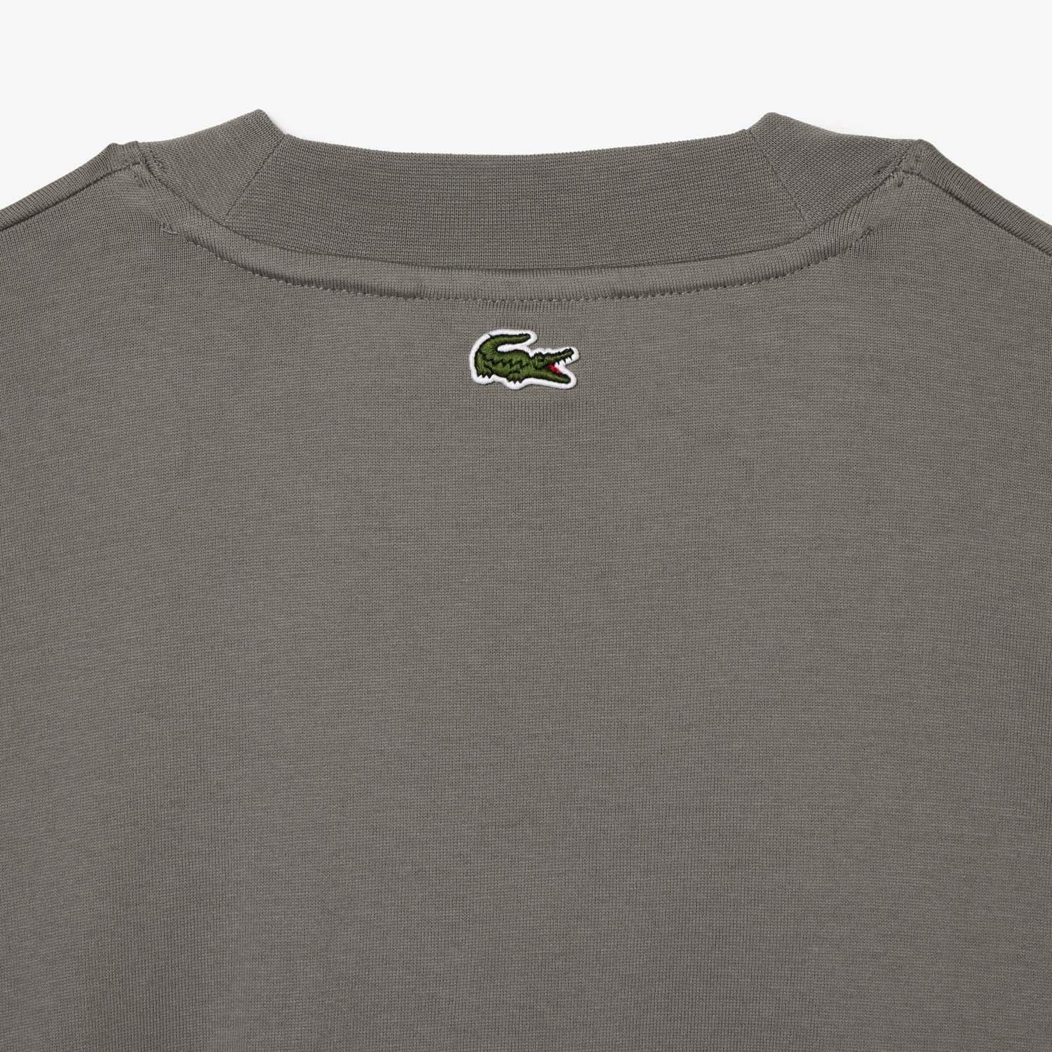 Grey - Lacoste - Long Sleeve Loose Fit Cotton T-Shirt - 5