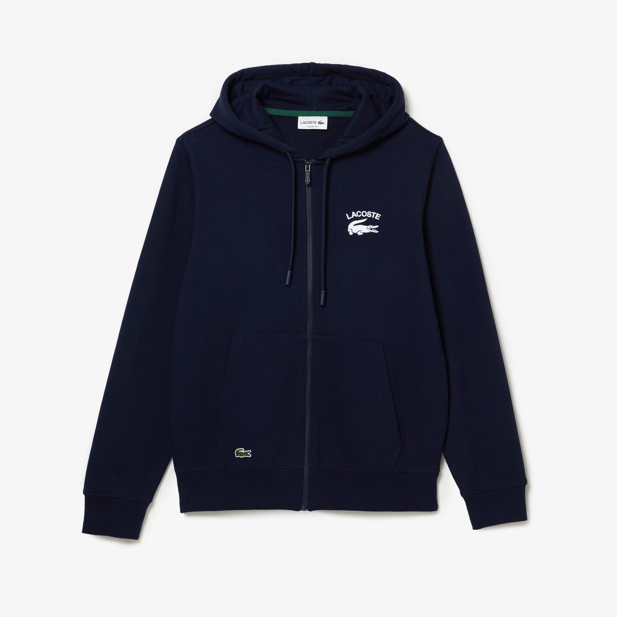 Blue - Lacoste - Classic Fit Zipped Hoodie - 3
