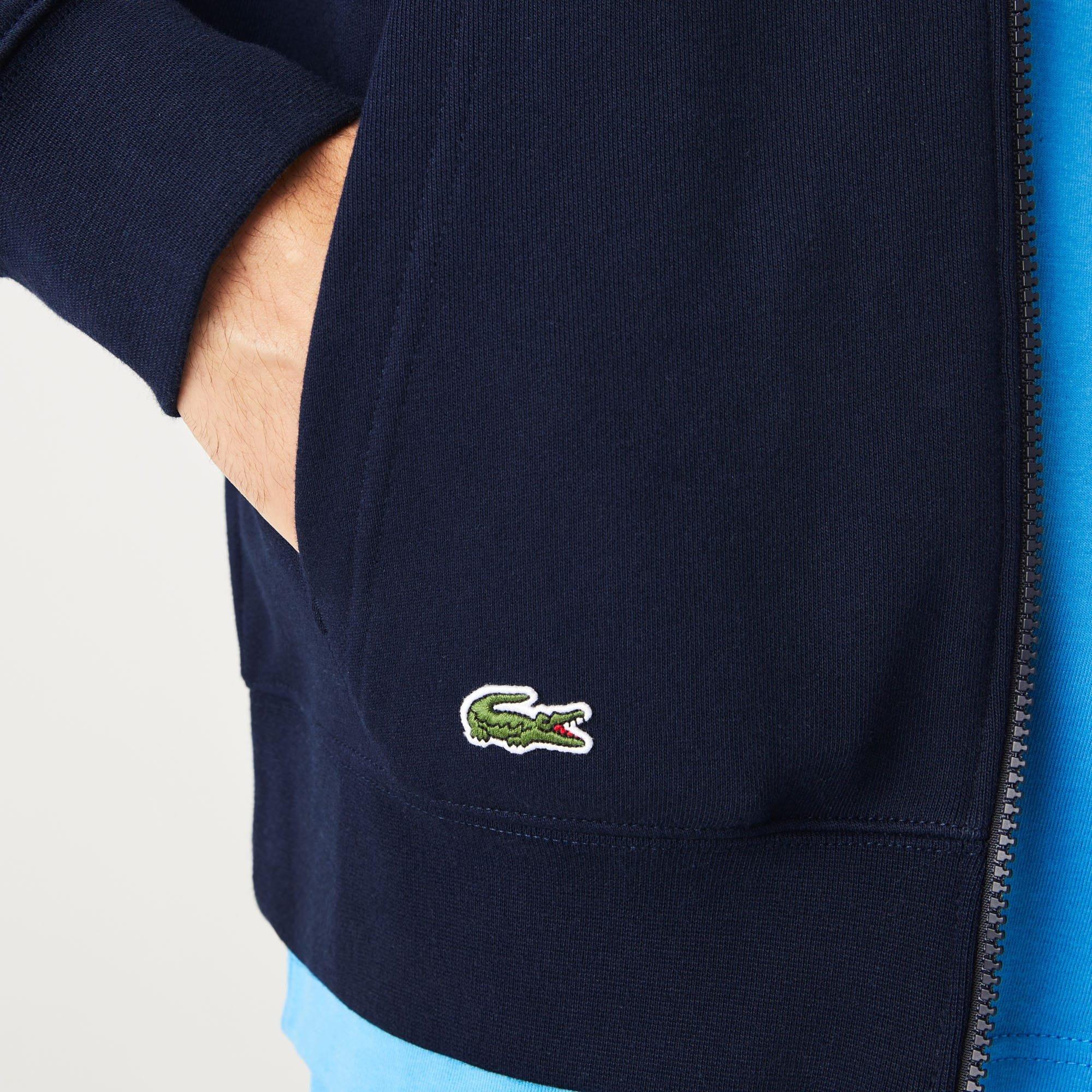Blue - Lacoste - Classic Fit Zipped Hoodie - 5