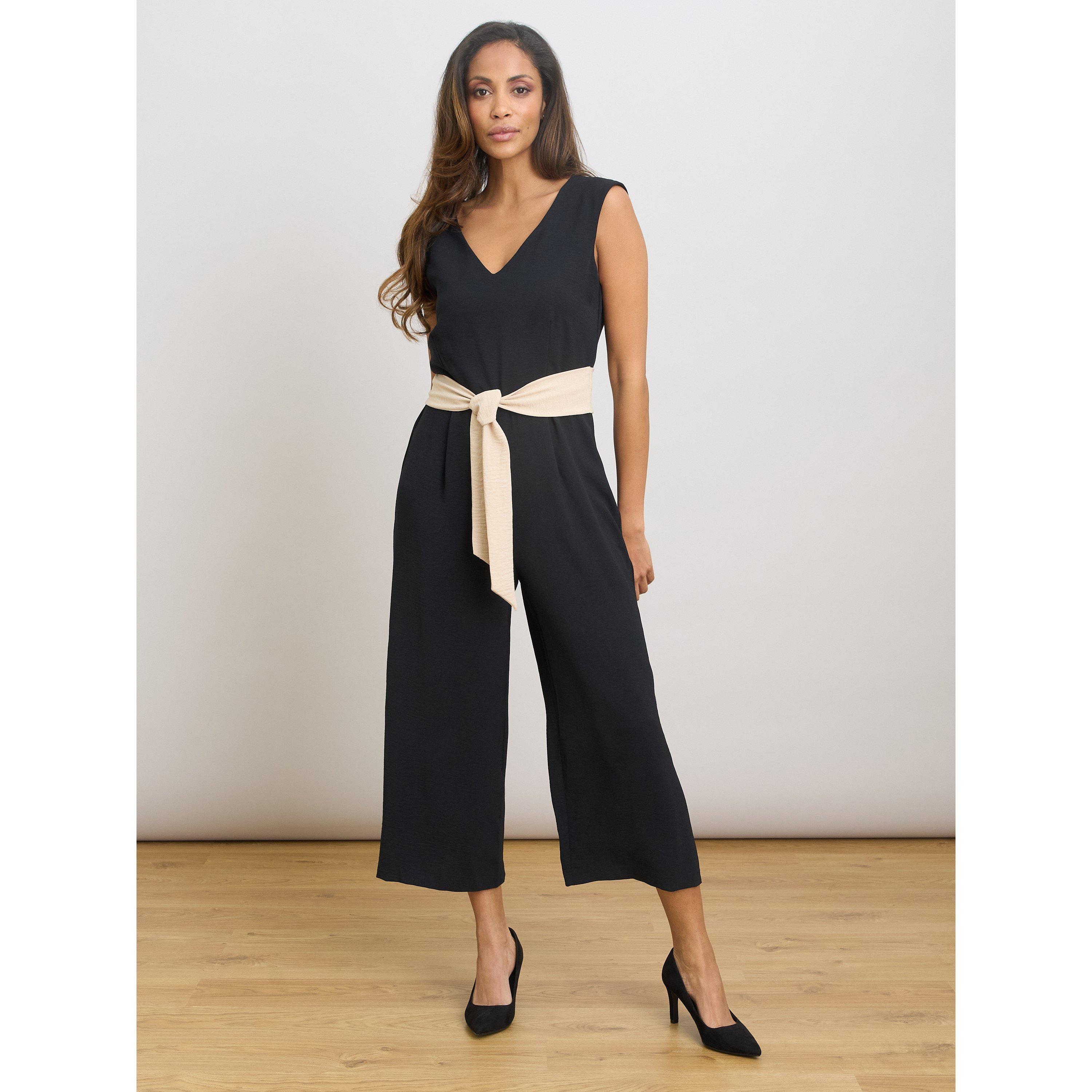 Black - Gina Bacconi - Codie Sleeveless V-Neck Jumpsuit - 1