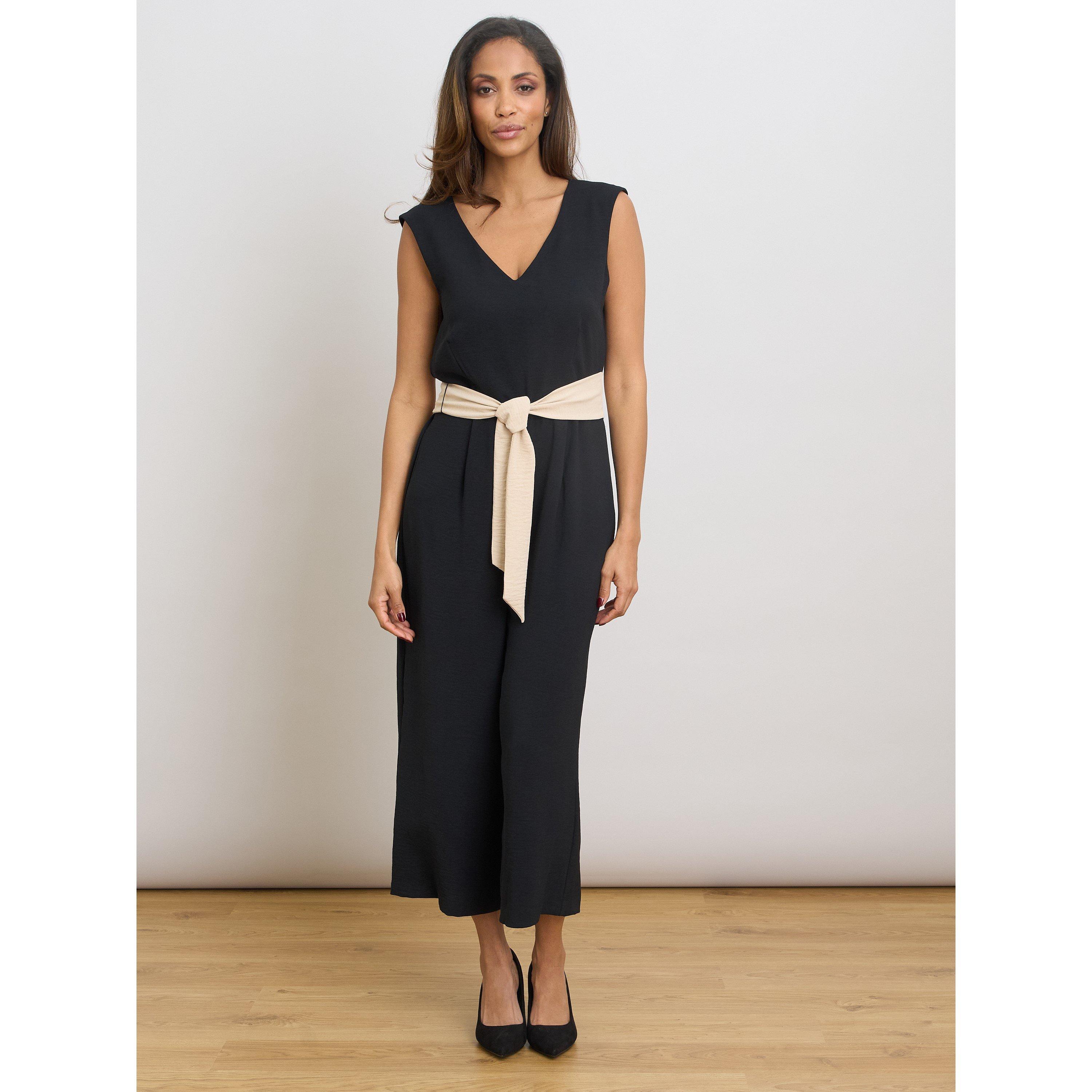 Black - Gina Bacconi - Codie Sleeveless V-Neck Jumpsuit - 3