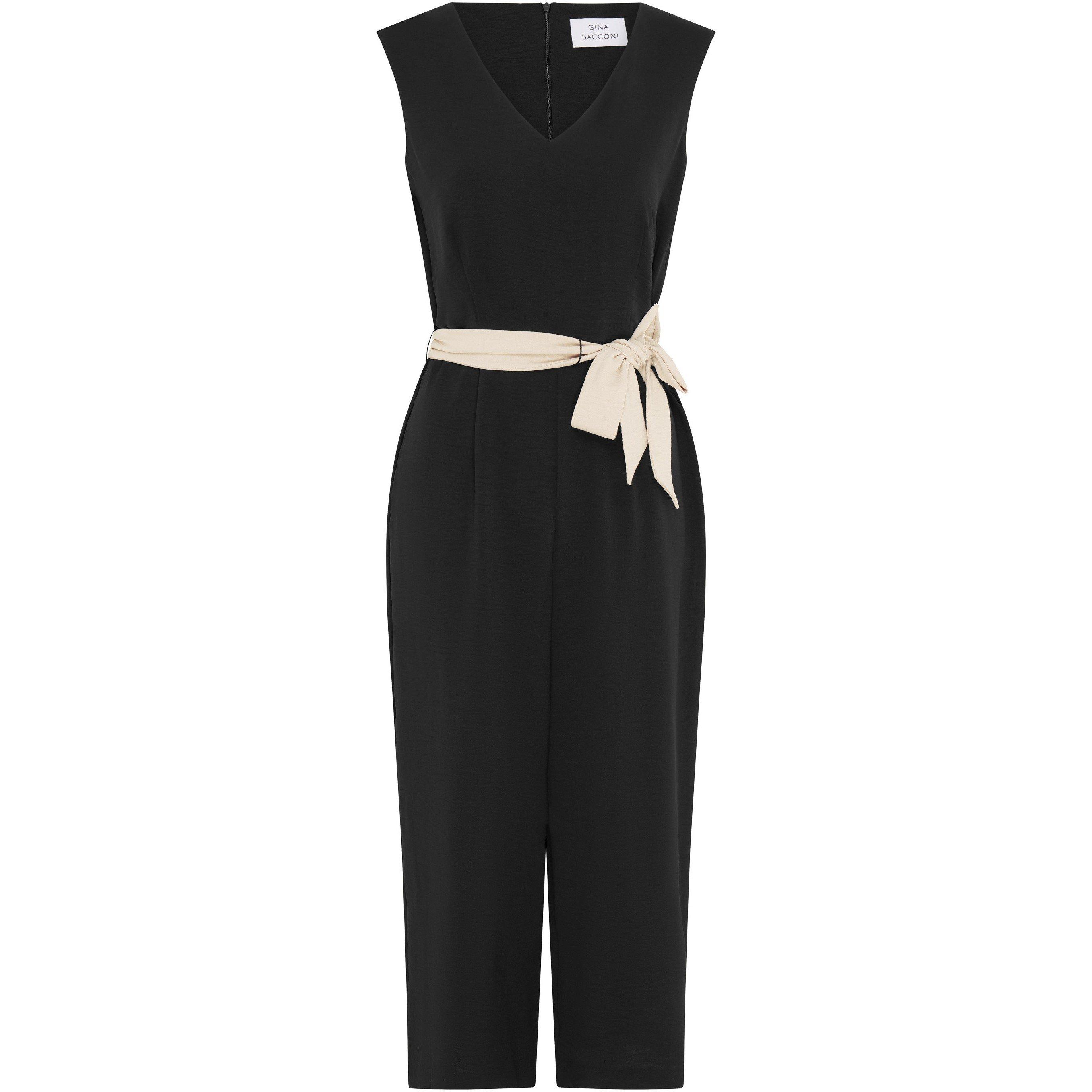Black - Gina Bacconi - Codie Sleeveless V-Neck Jumpsuit - 4