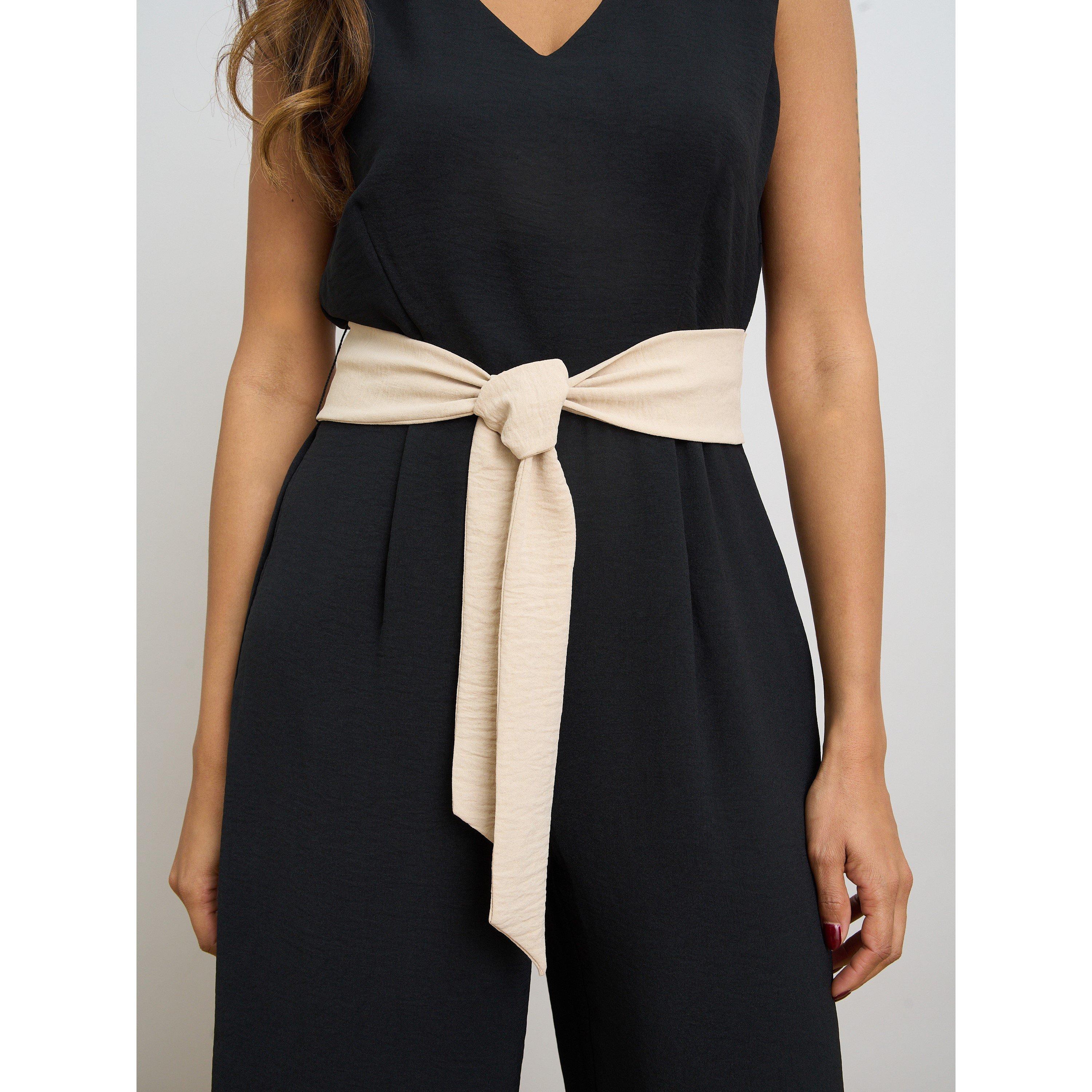 Black - Gina Bacconi - Codie Sleeveless V-Neck Jumpsuit - 5
