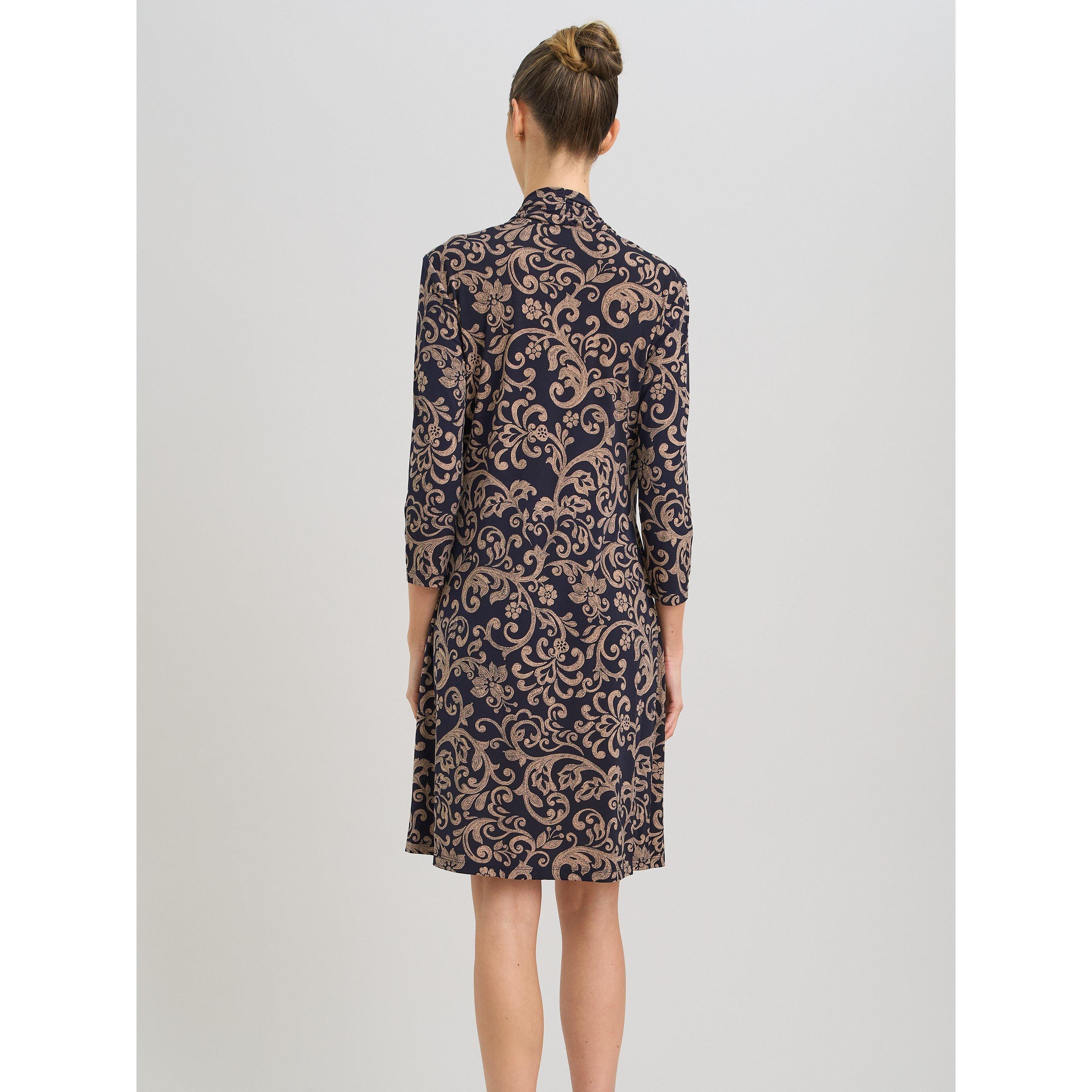 Navy / Beige - Gina Bacconi - Patsey Mock Dress And Jacket - 2