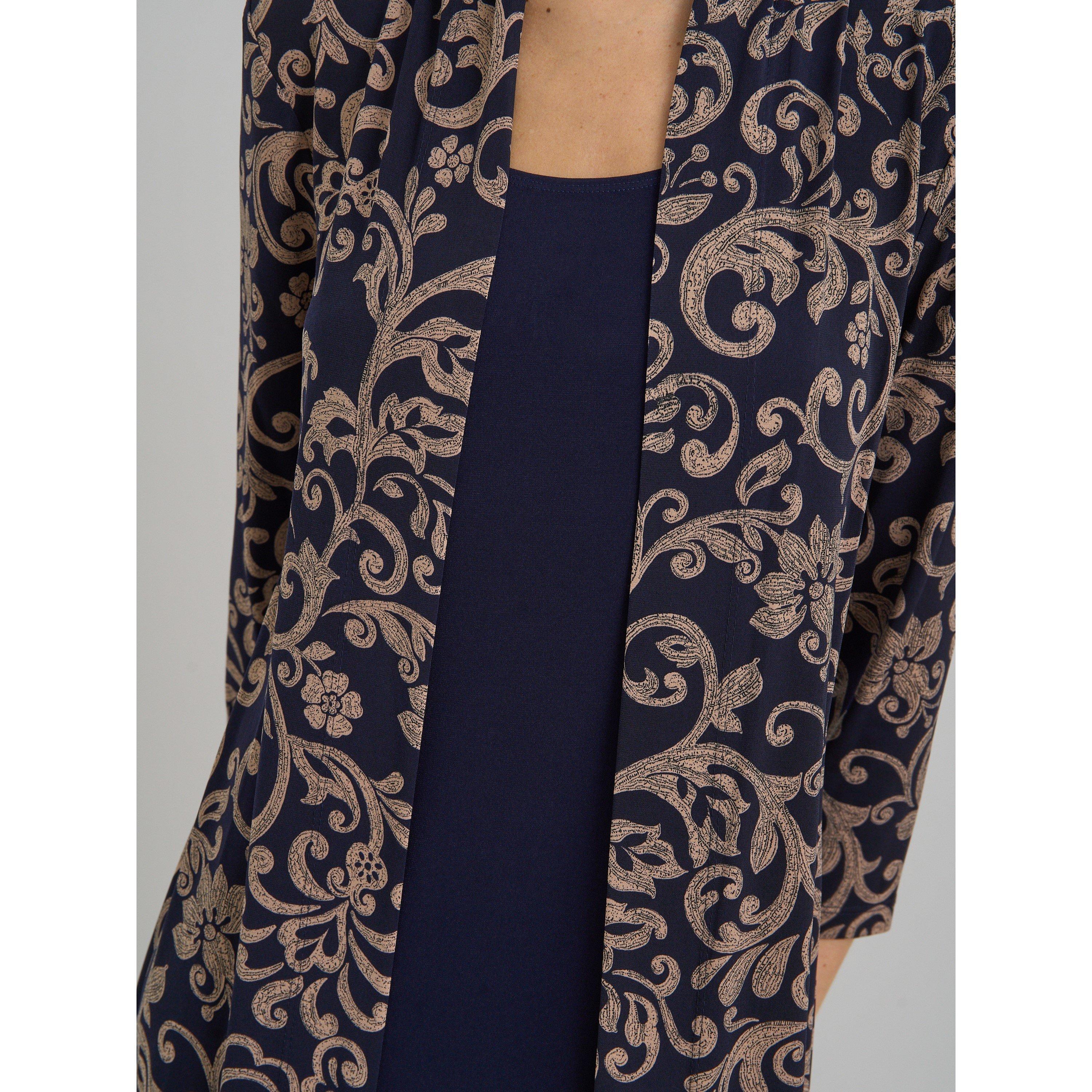 Navy / Beige - Gina Bacconi - Patsey Mock Dress And Jacket - 5