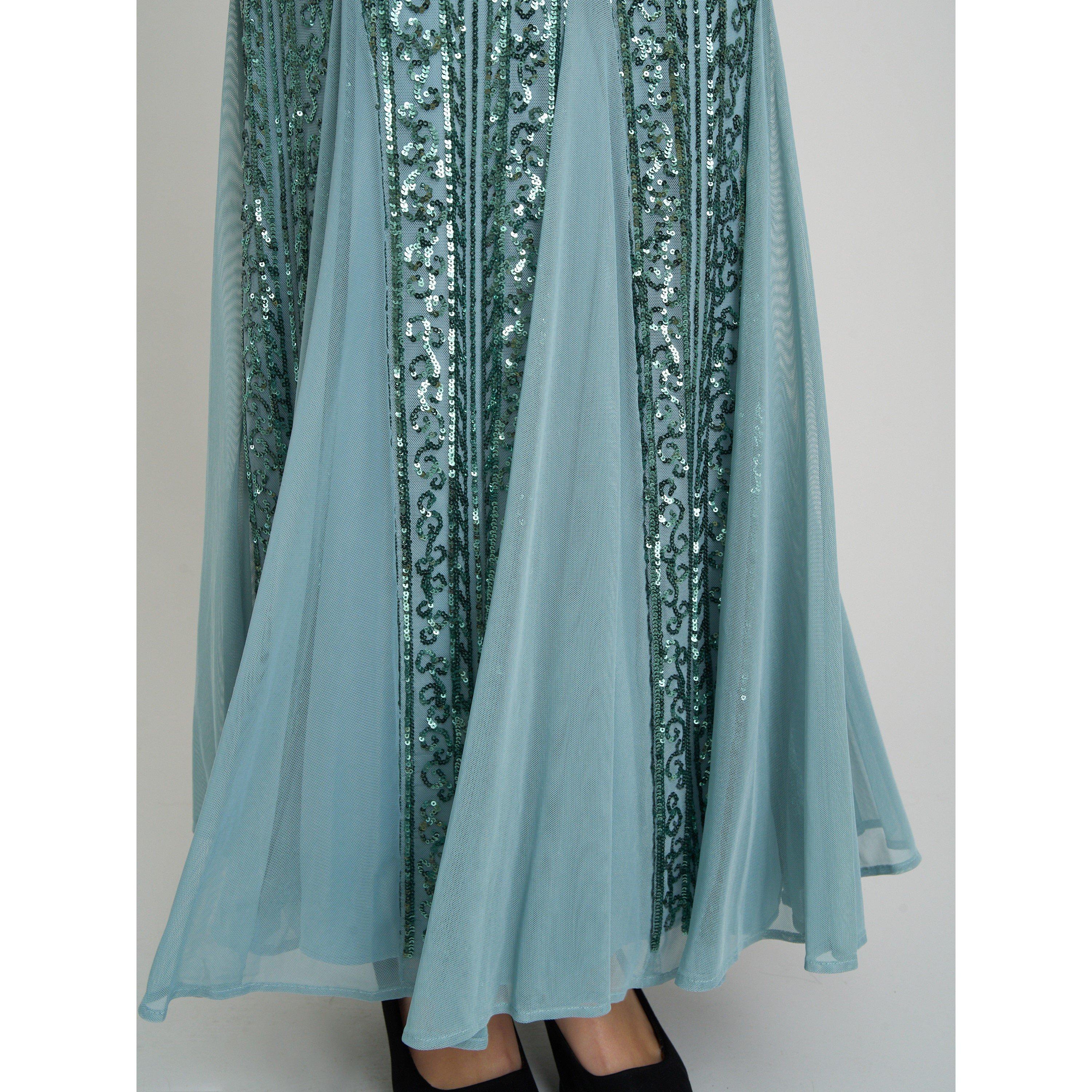 Sea Mist - Gina Bacconi - Mimsy V Neck Beaded Maxi Dress - 7