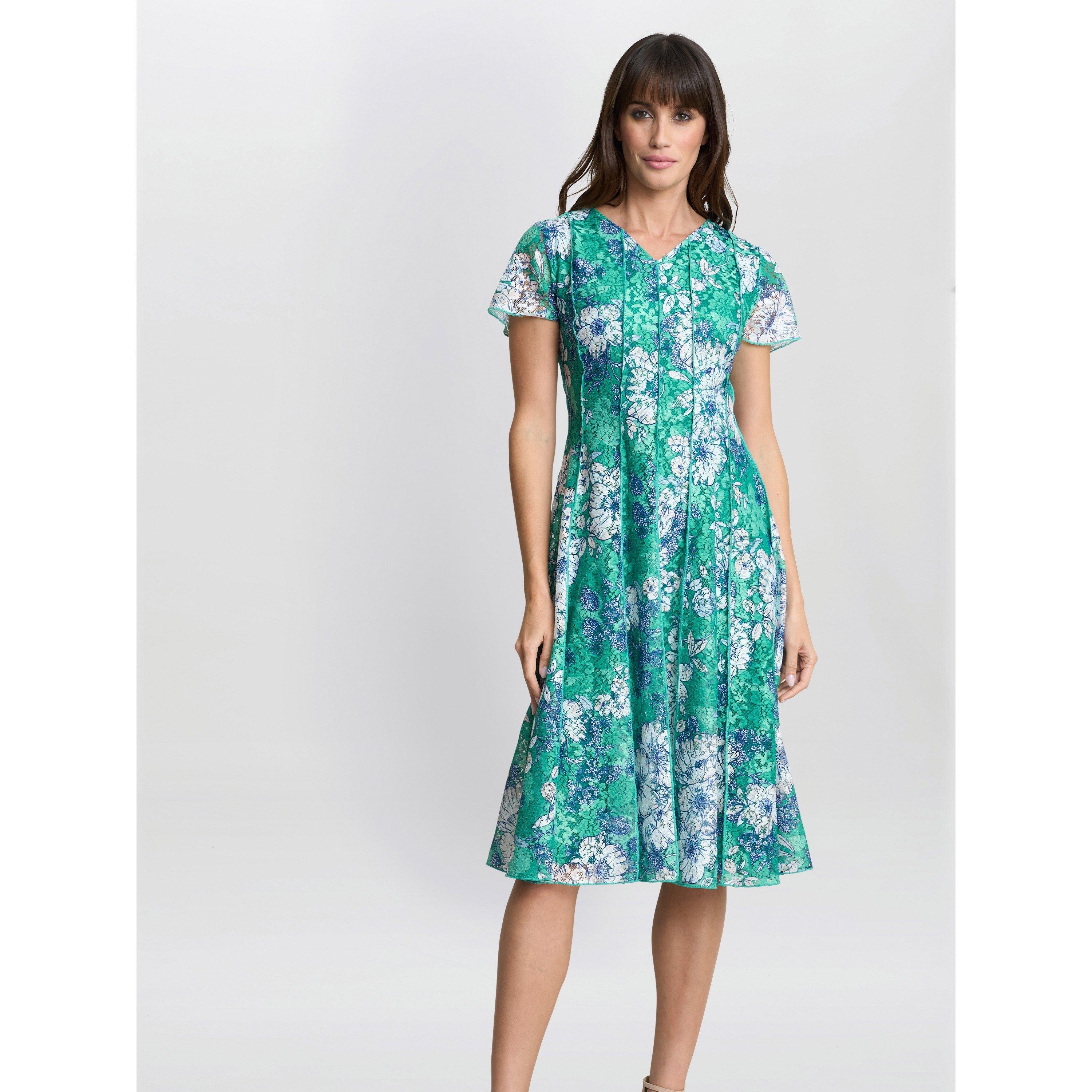 Gina Bacconi Women's Billy Floral A-Line Dress - Green - 12
