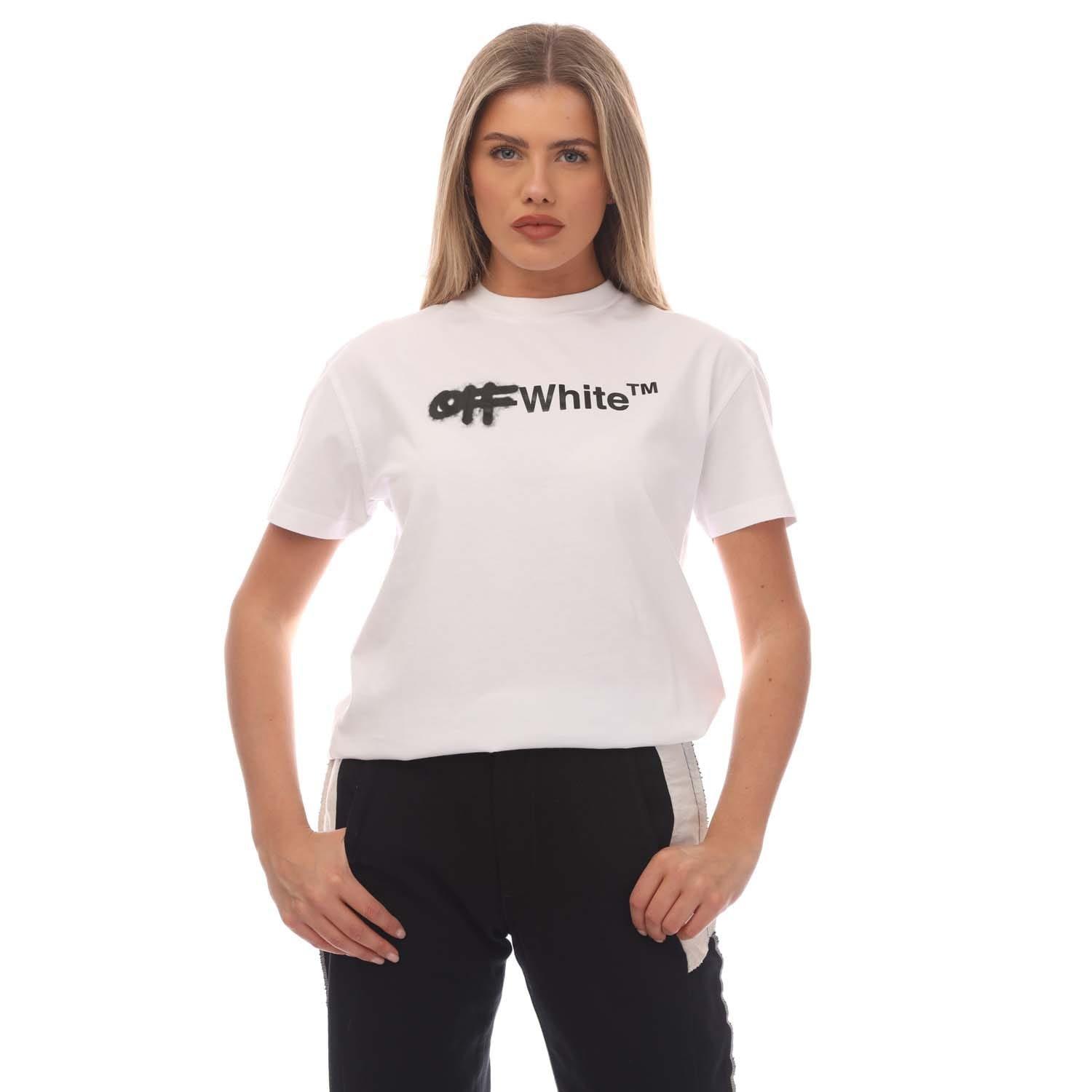 White Black - Off White - Spray Helvetica Casual T-Shirt - 1