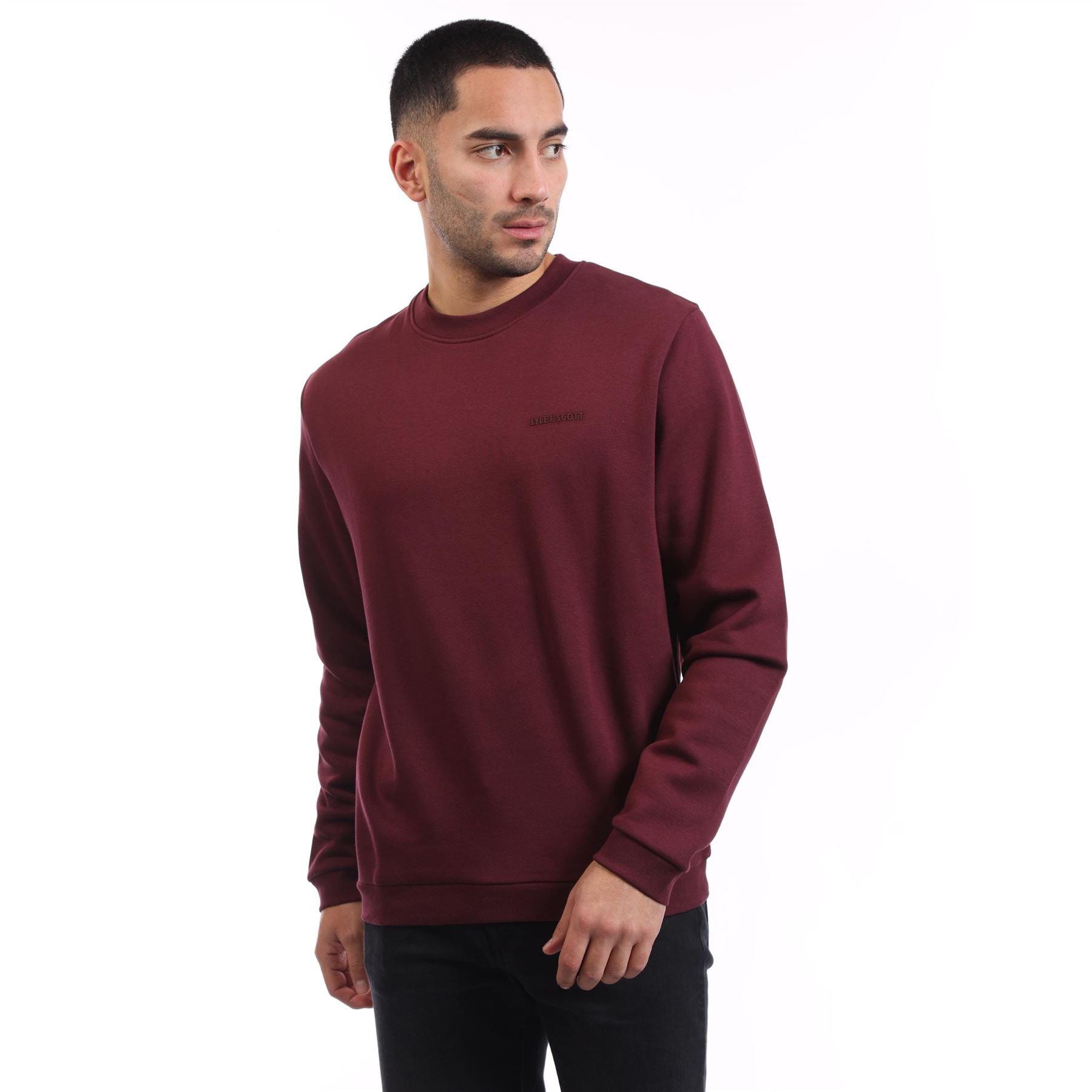 Red - Lyle and Scott - Brushback Fleece Crew Neck Sweatshirt - 1