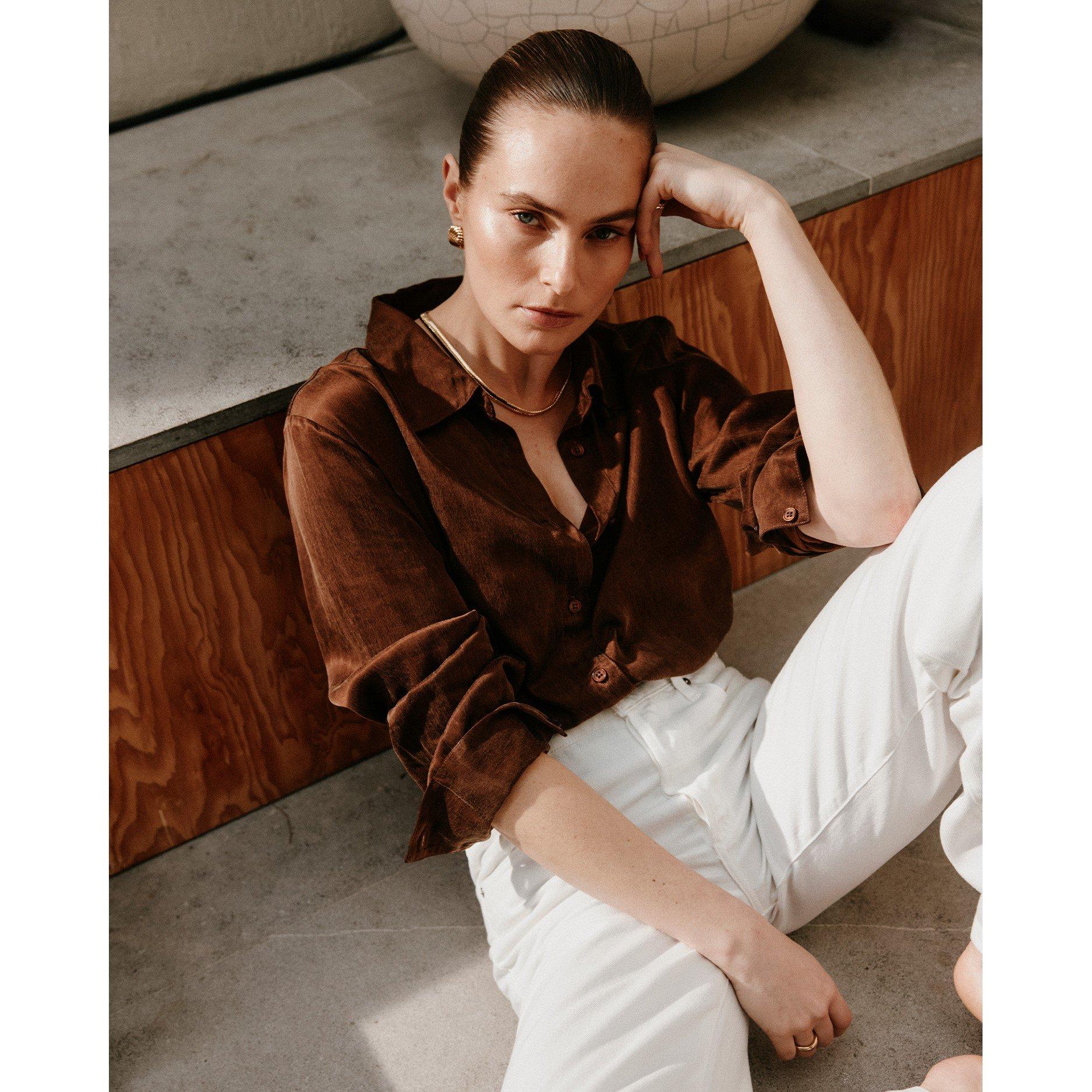 Cocoa - Nudea - Eco-Luxe Midi Shirt - Cocoa - 1
