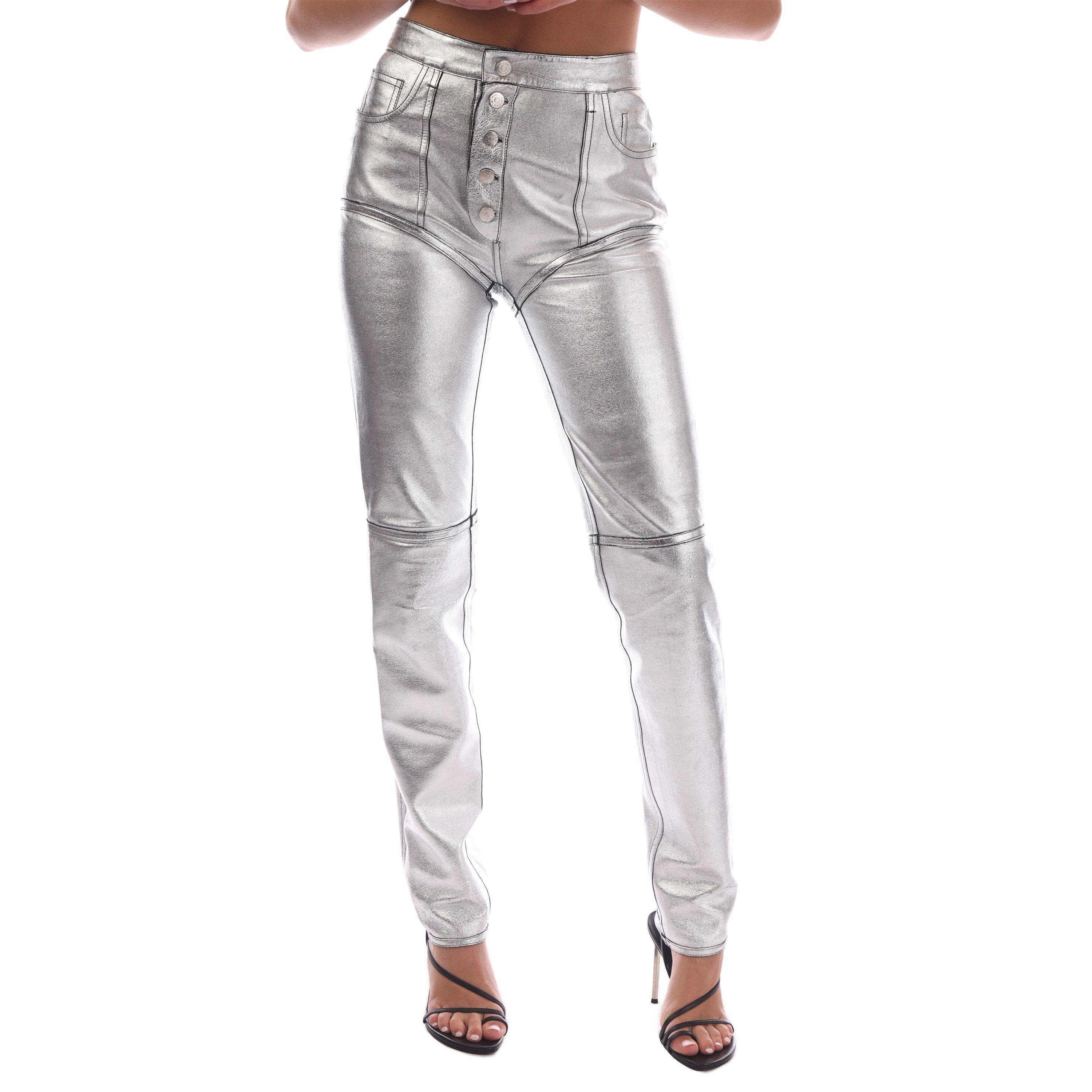 Black - Mugler - Women's Leather/PU Leather Trousers - 2