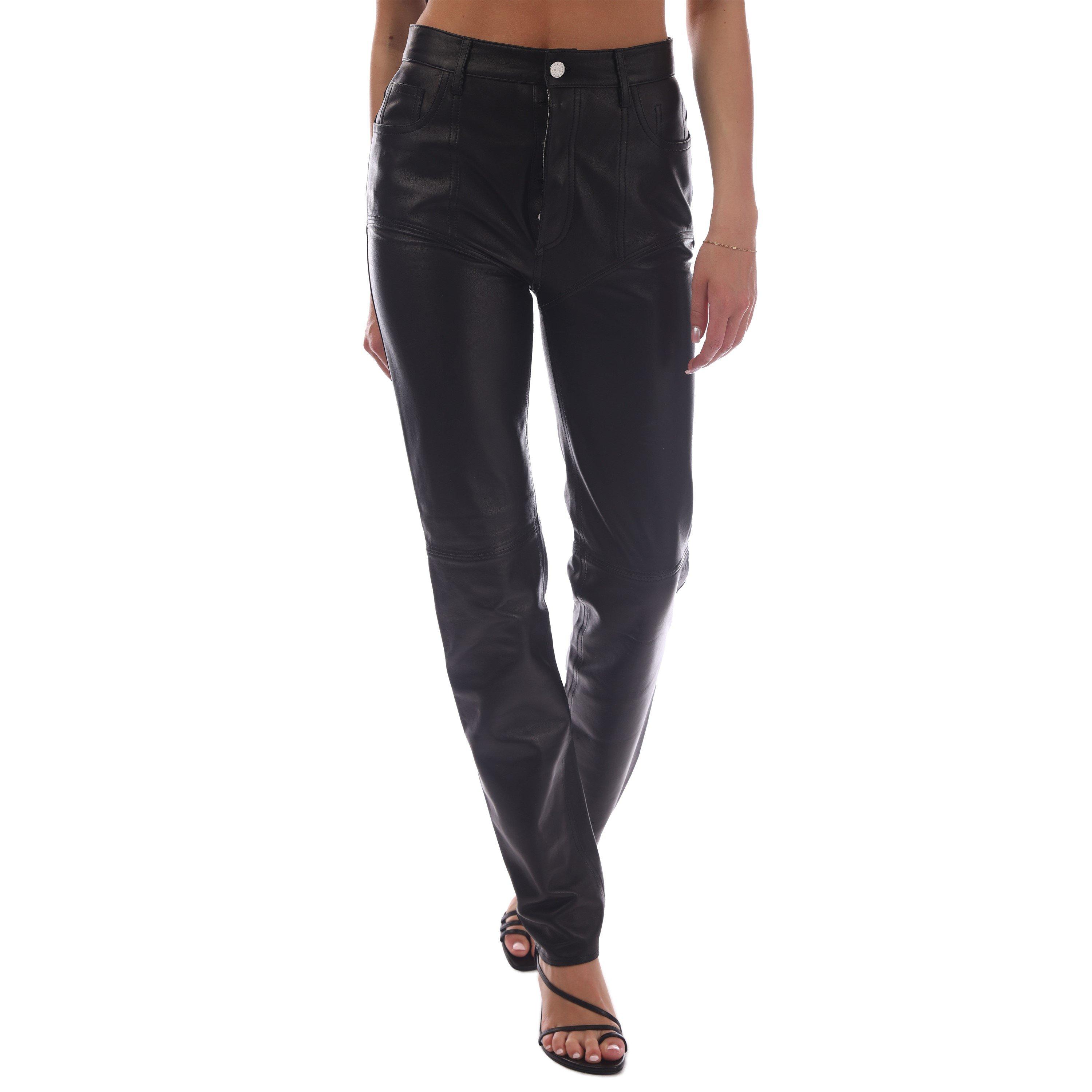 Black - Mugler - Women's Leather/PU Leather Trousers - 7