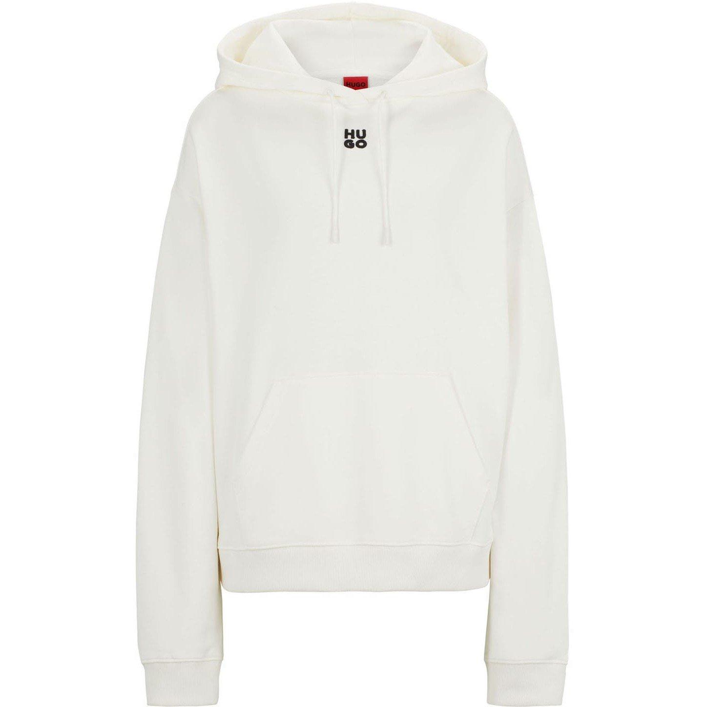 Natural - Hugo - Delfinia Stacked Logo Embroidery Hoodie