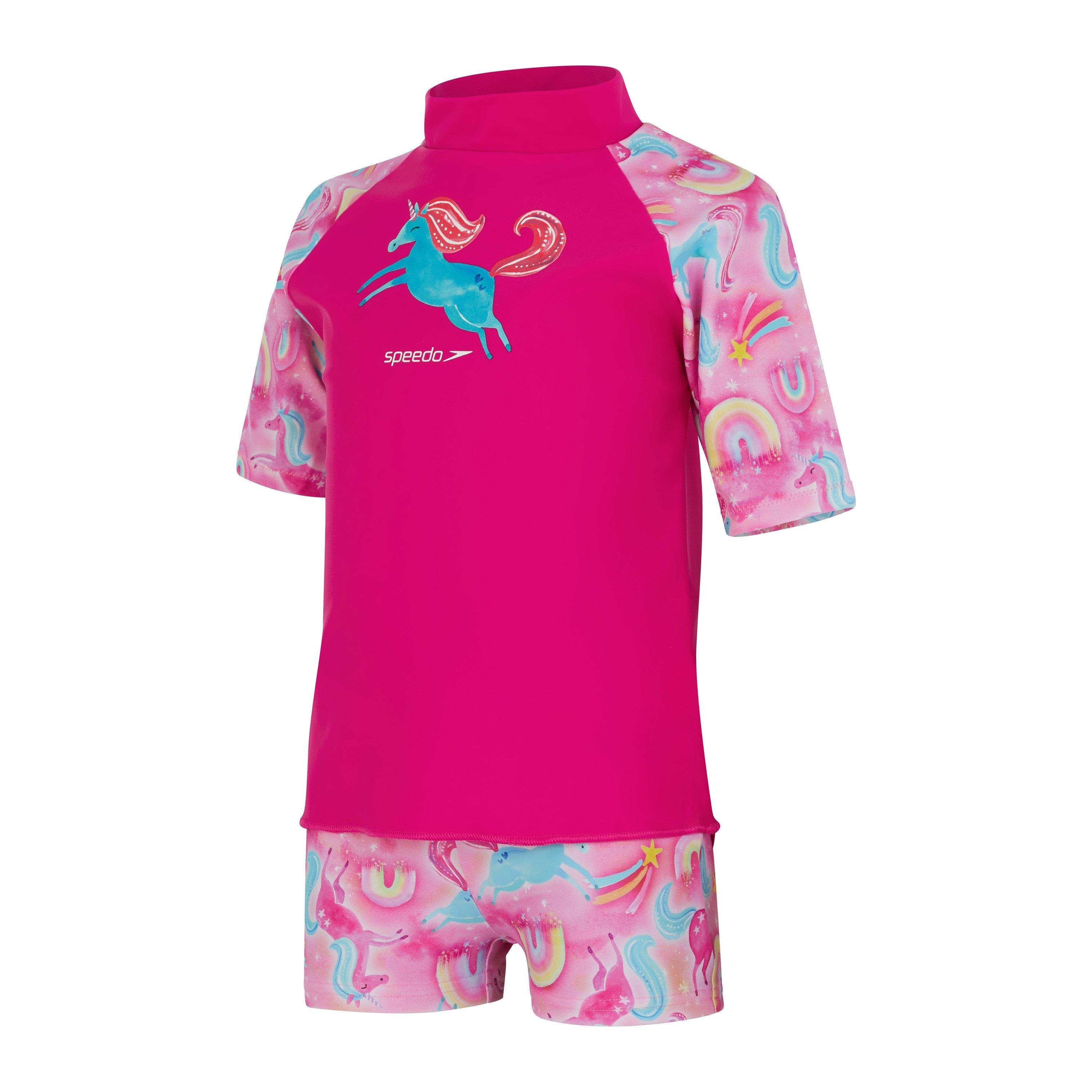 Ružičasto/Plavo - Speedo - Kids' Short-Sleeve Performance Gym Top - 1