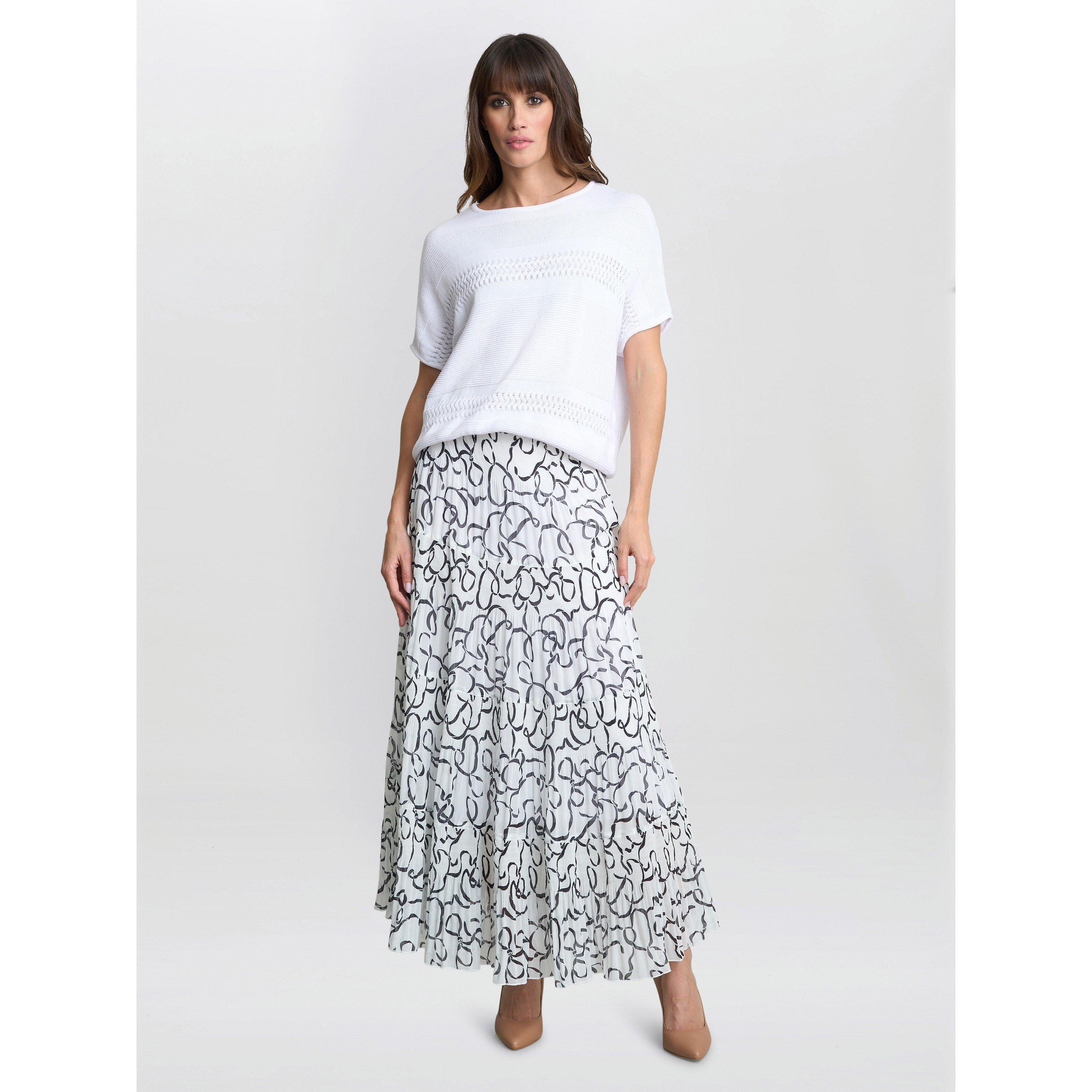 Gina Bacconi Women's Jasmina Pleated Maxi Skirt - White / Black - S