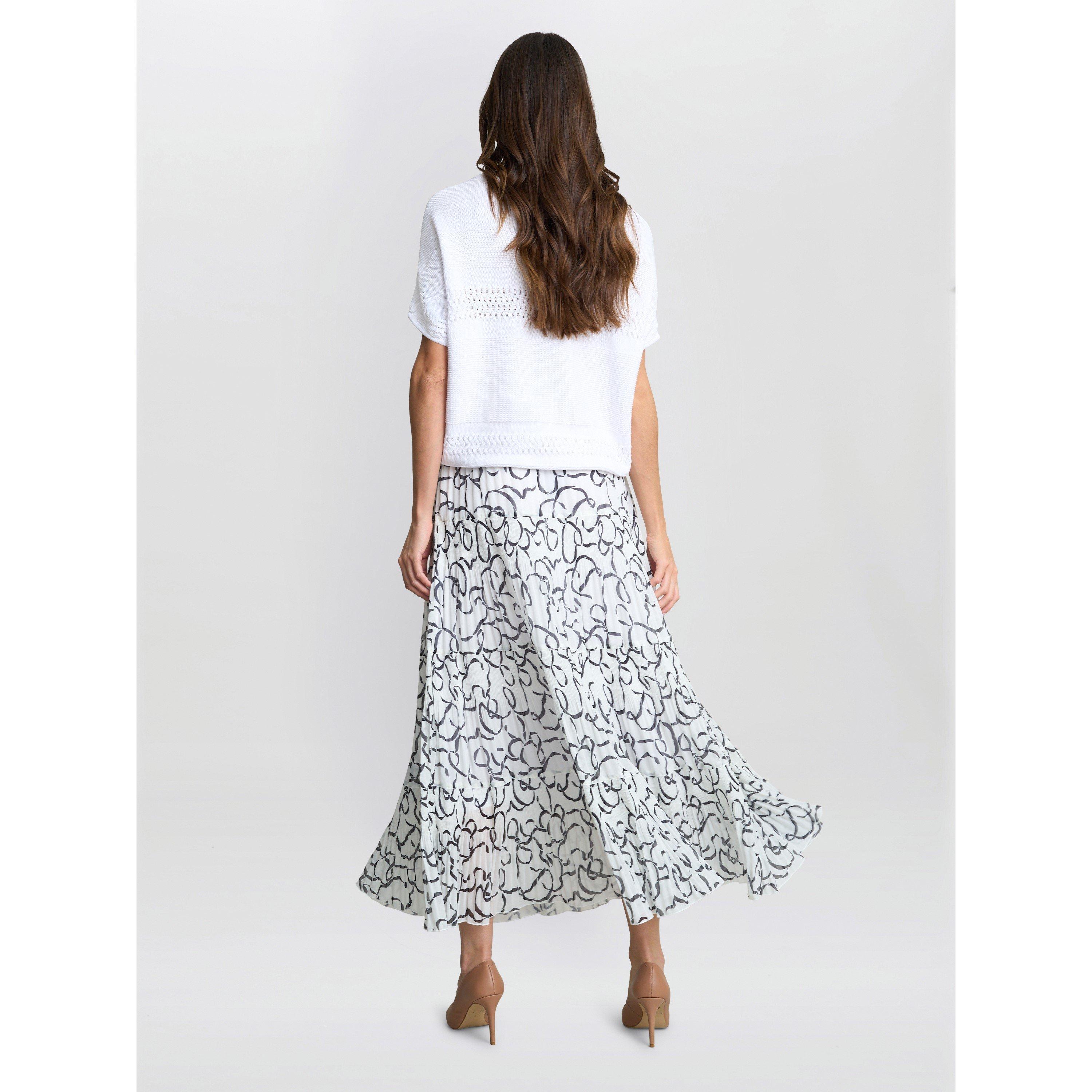 White / Black - Gina Bacconi - Jasmina Pleated Maxi Skirt - 2
