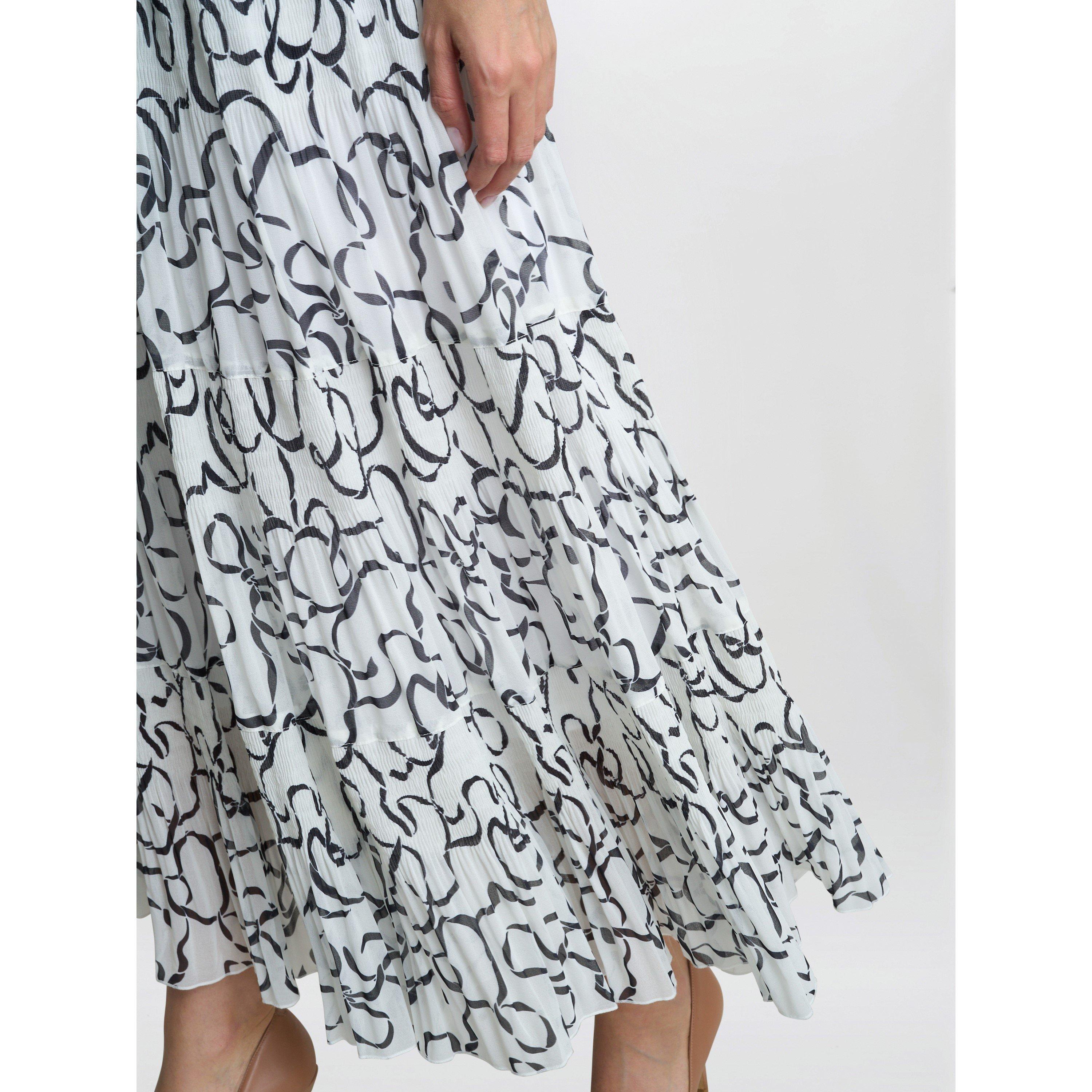 White / Black - Gina Bacconi - Jasmina Pleated Maxi Skirt - 4