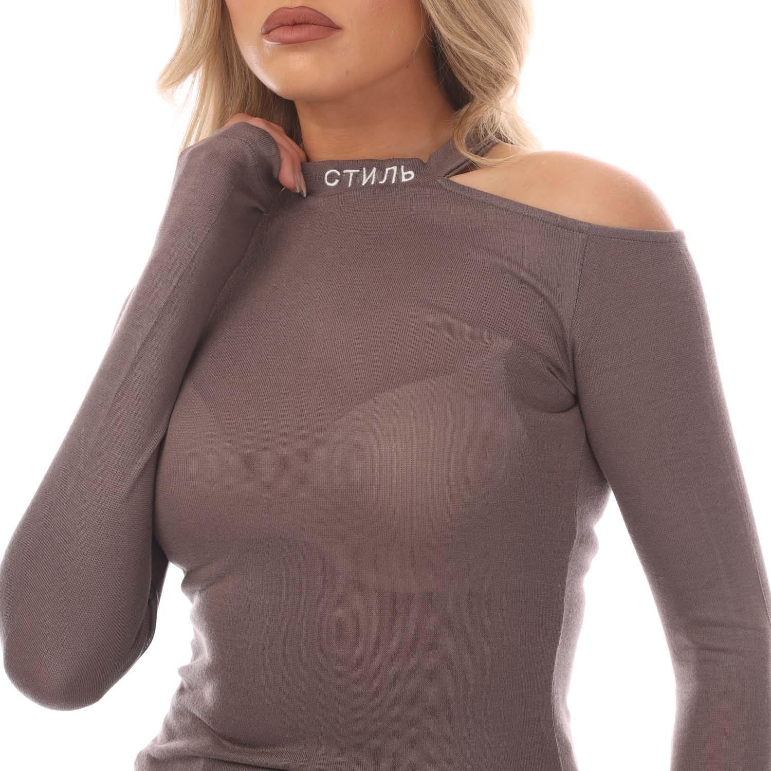 Grey White - Heron Preston - Cut Shoulder CTNMB Crewneck Sweater - 3