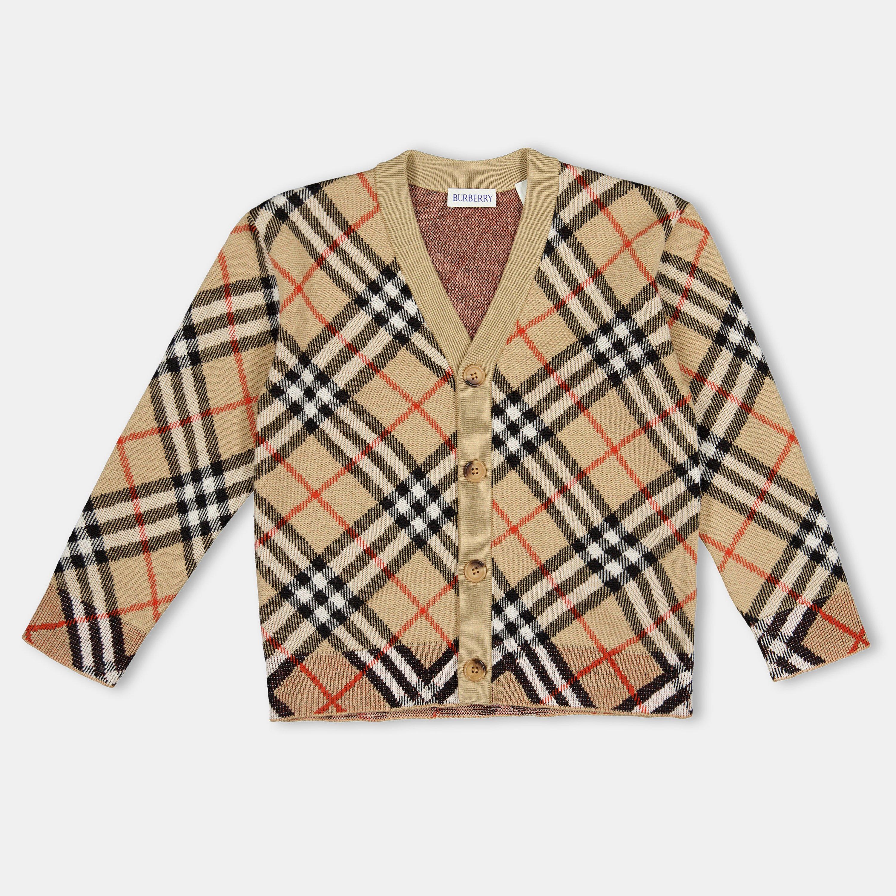 Burberry Kids' Graham Check Cardigan - Beige B9368 - Size 8Y