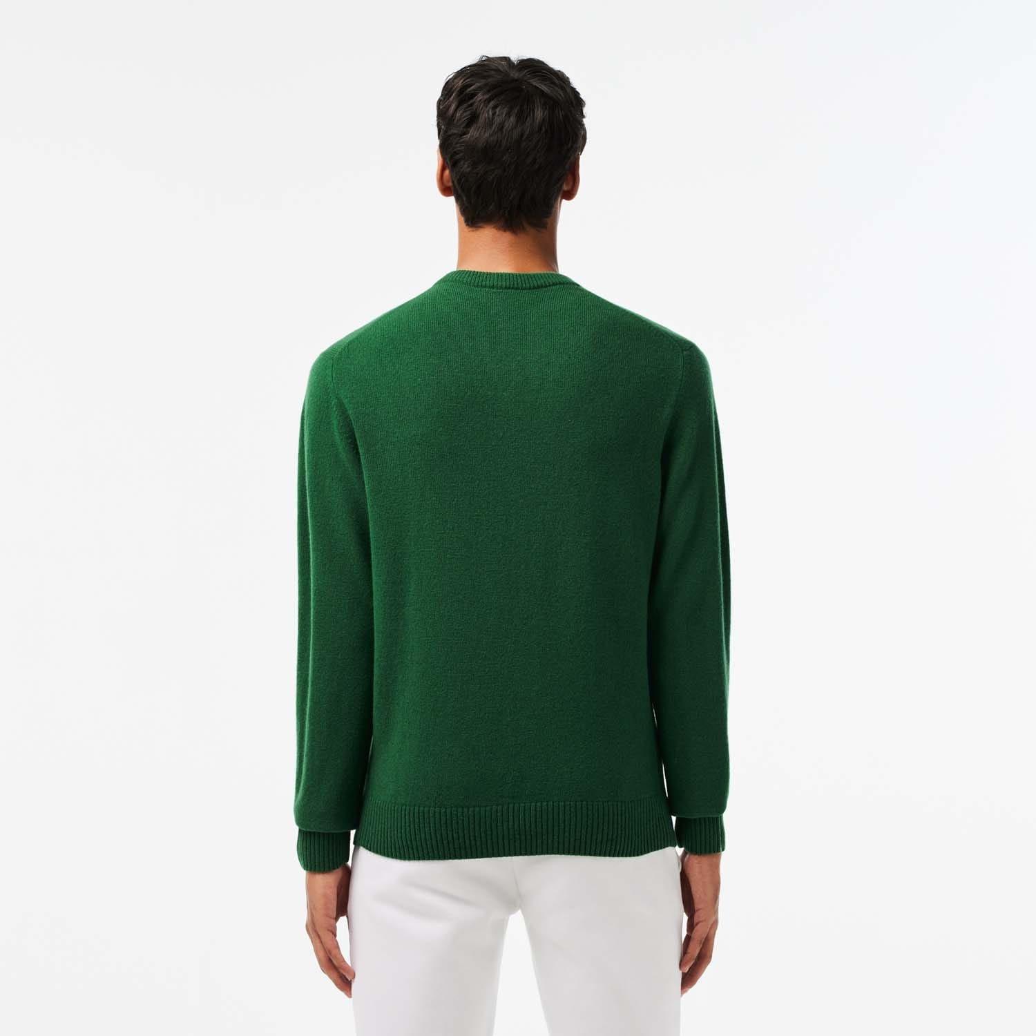 Green - Lacoste - V-Neck Wool Sweatshirt - 2