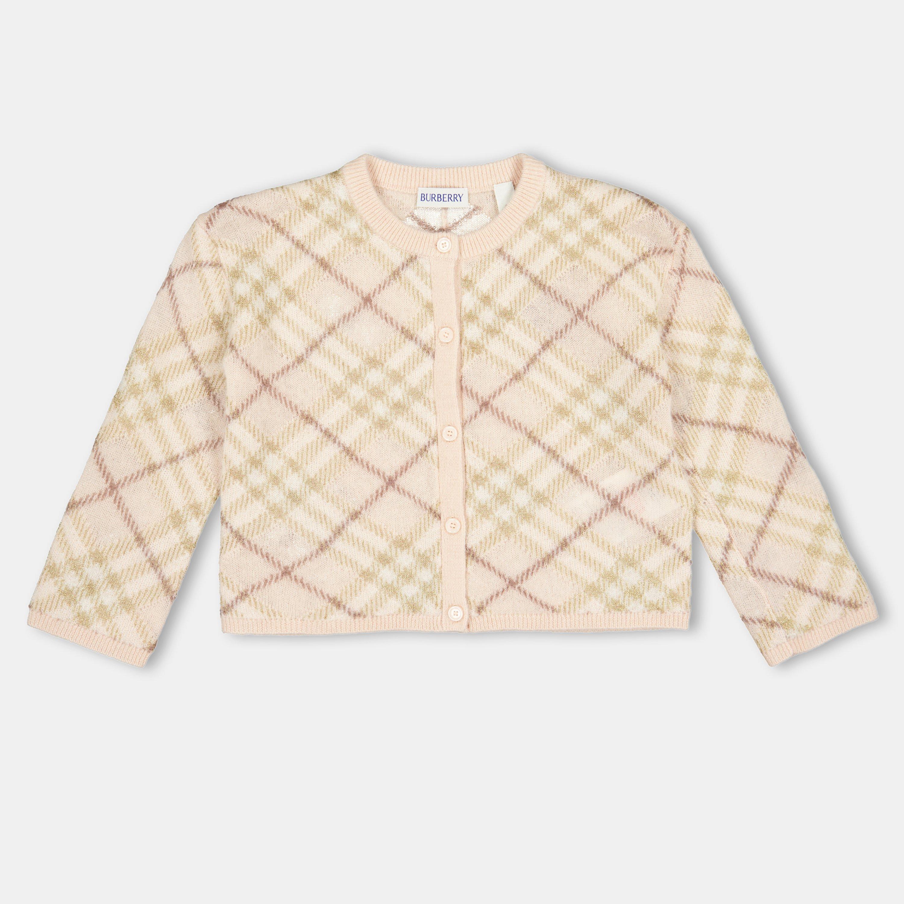 Burberry Kids' Burb Bethane Soft Knit Button Fastening Cardigan - Pink C2535 - Size 12Y