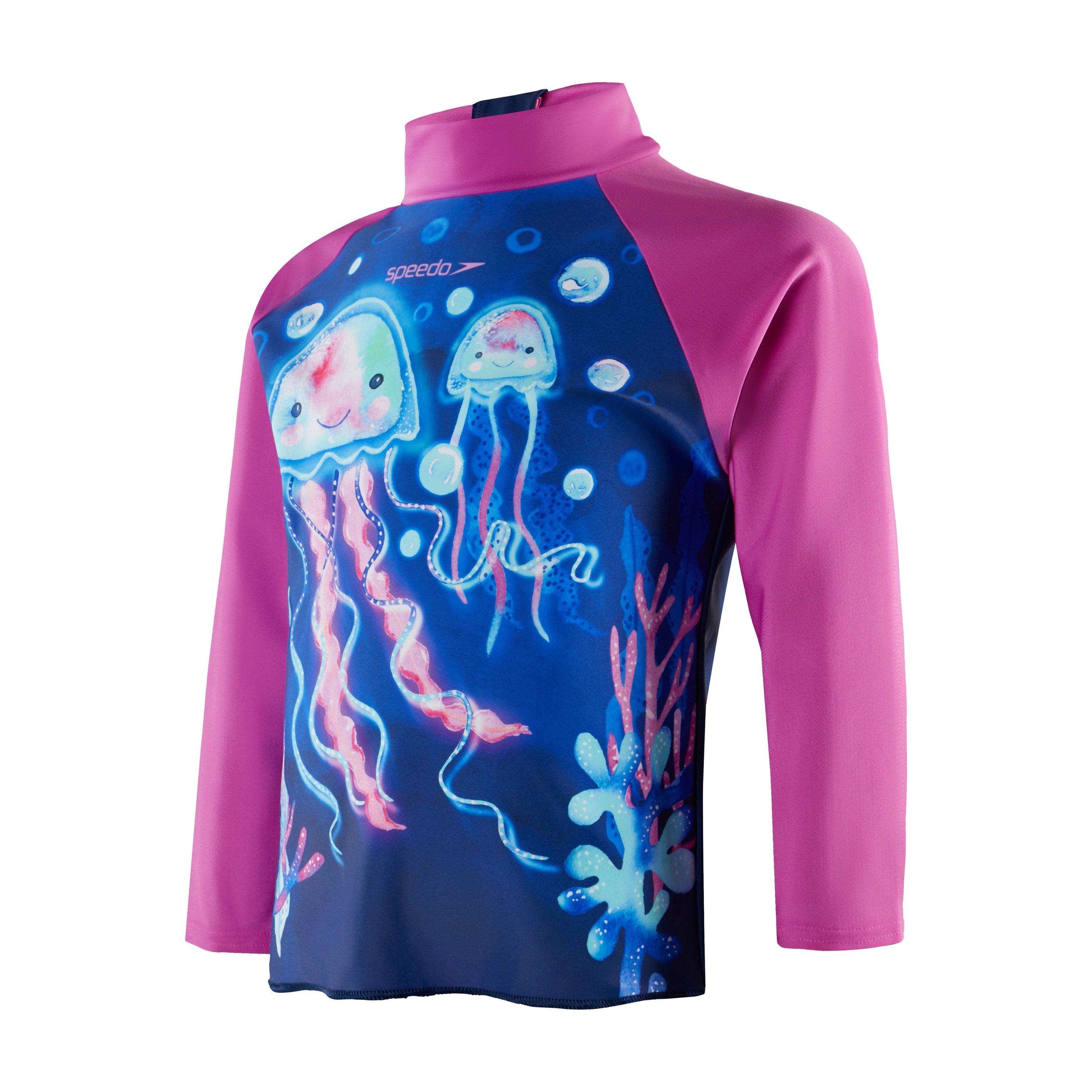 Blue/Pink - Speedo - Kids' Long-Sleeve Performance Gym Top